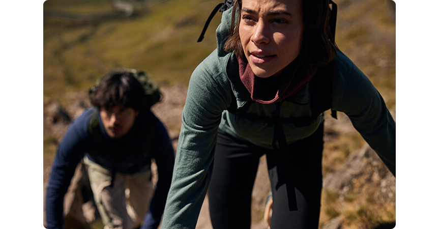 two people hiking