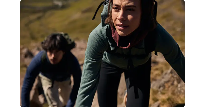 two people hiking