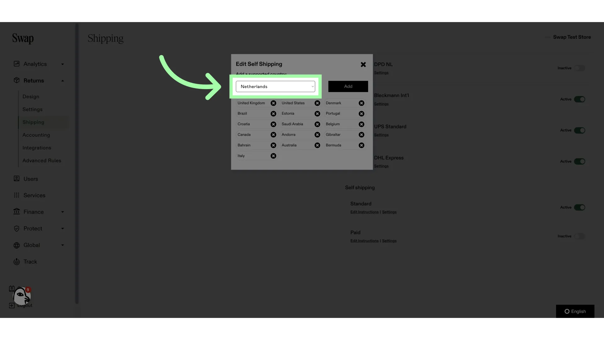 Click here to select a country to add