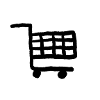 a hand drawn icon of a shopping cart
