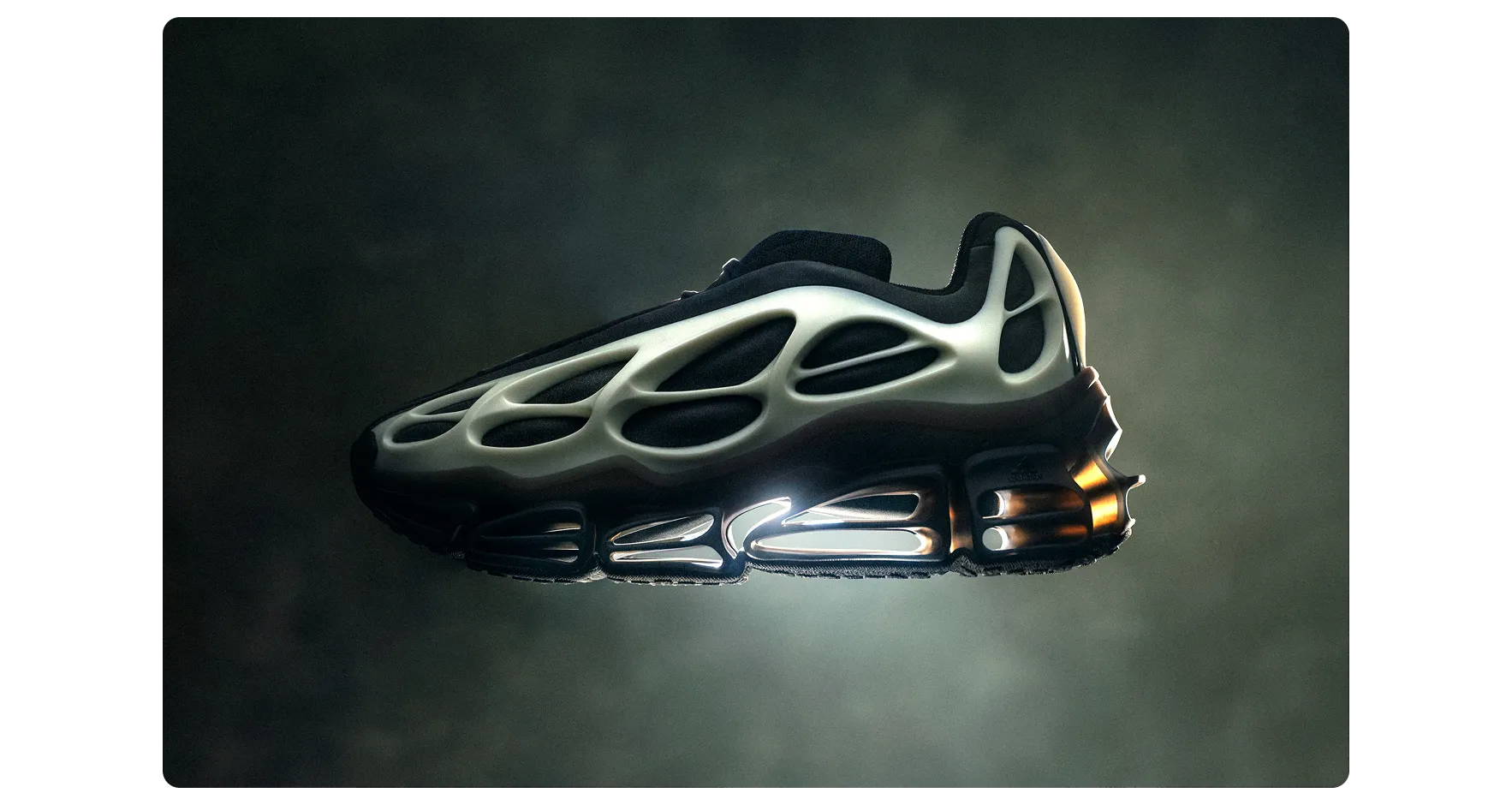 WILLY CHAVARRIA and Adidas sculpted black and silver shoe
