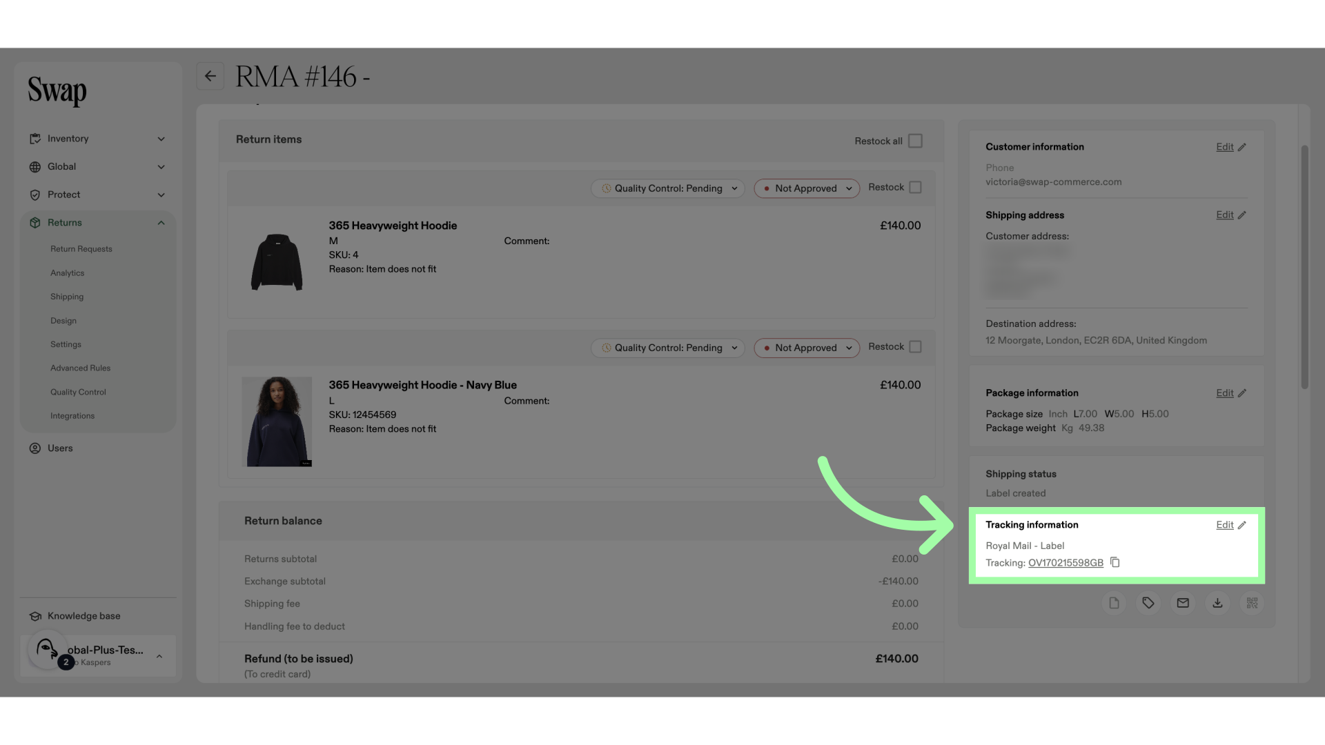 Here, you can find the tracking information