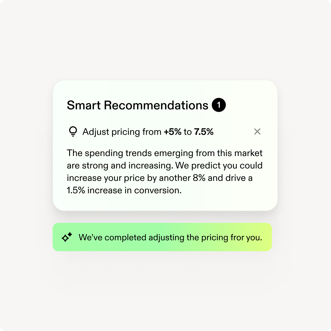 UI showing agentic recommendations