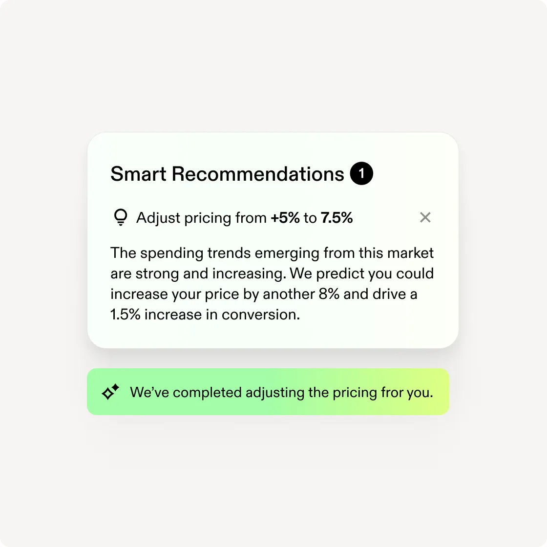 UI showing agentic recommendations