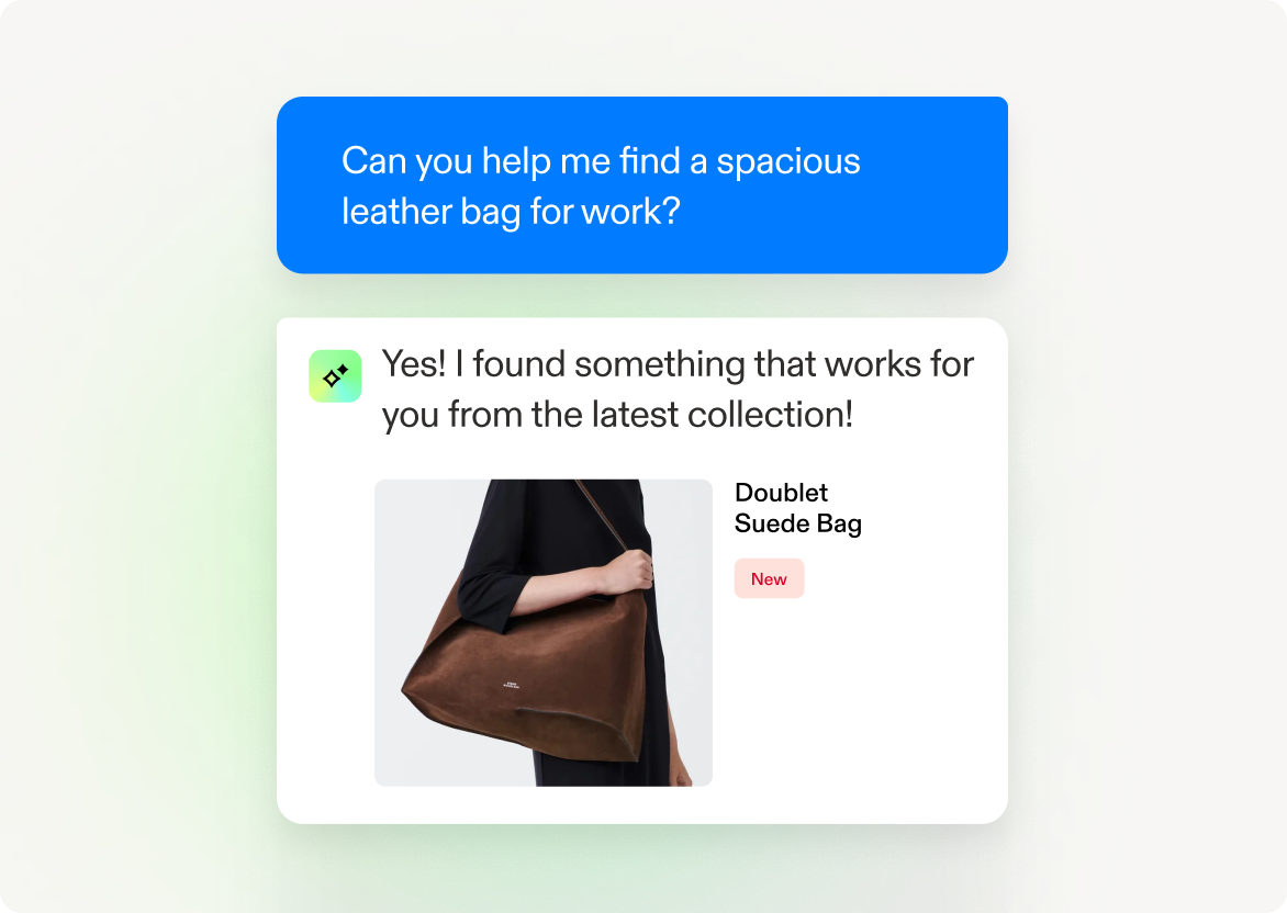 UI chat for helping someone find a hand bag