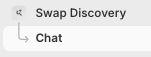Swap Discovery in the Shopify admin sidebar, with Chat listed beneath it