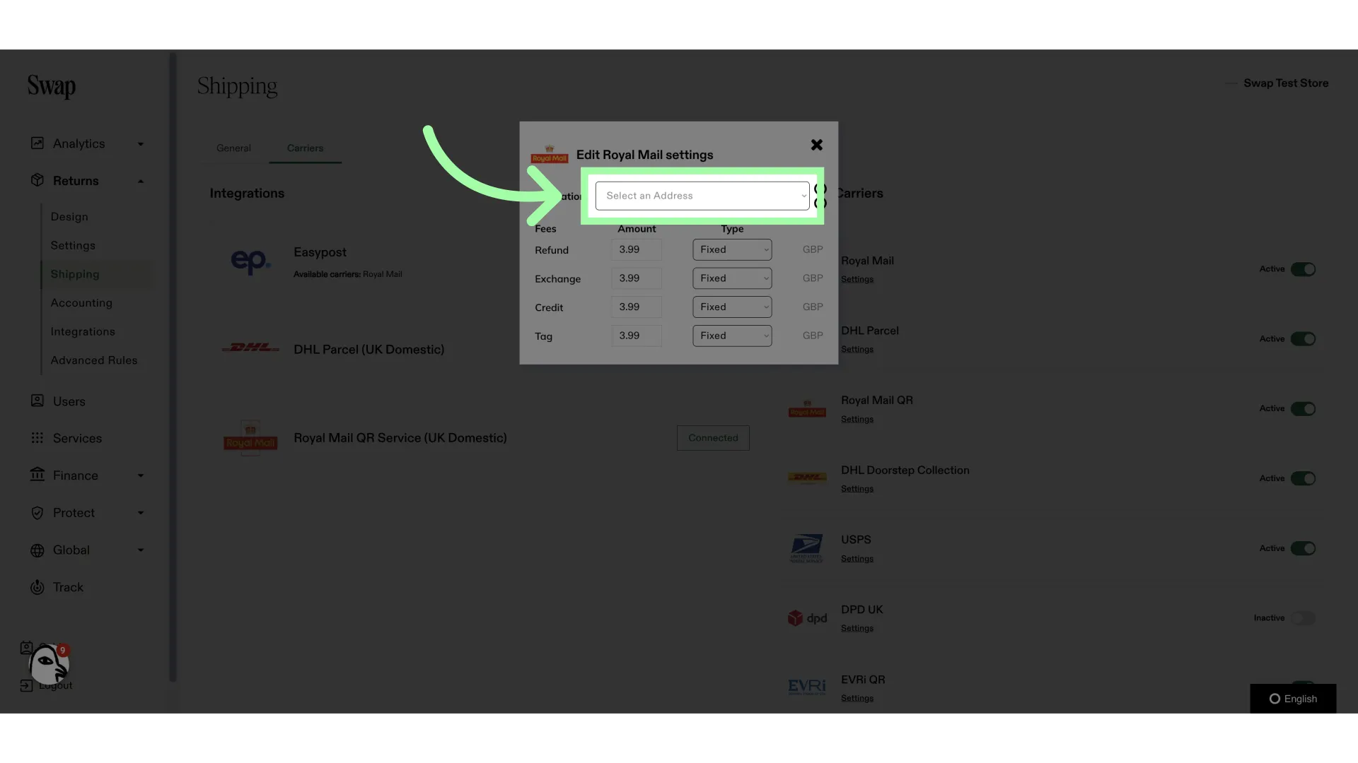 Choose a predefined address from the list.