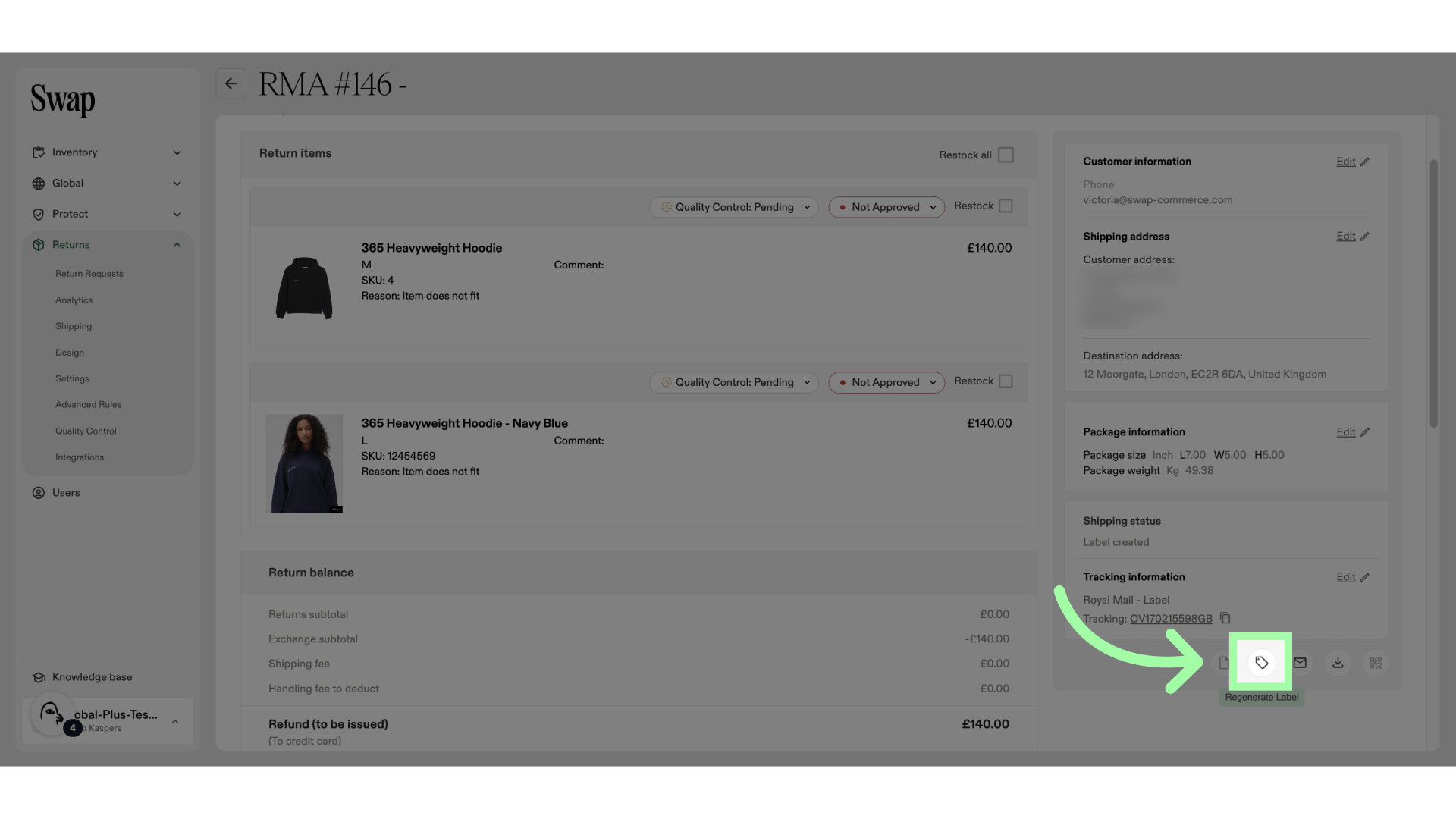 Click here to regenerate a label