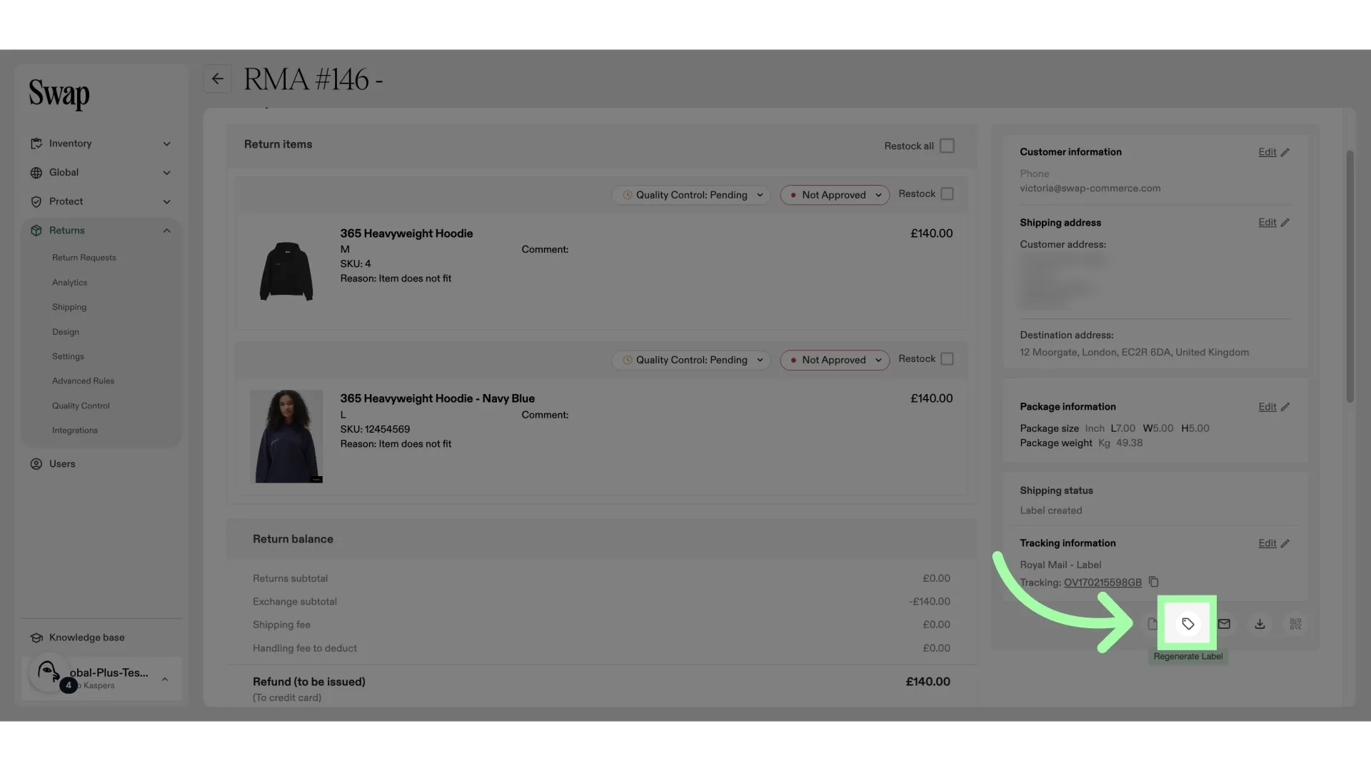 Click here to regenerate a label