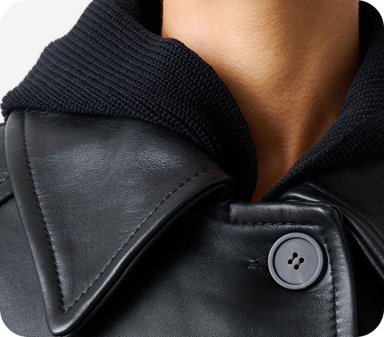 close up of leather coat