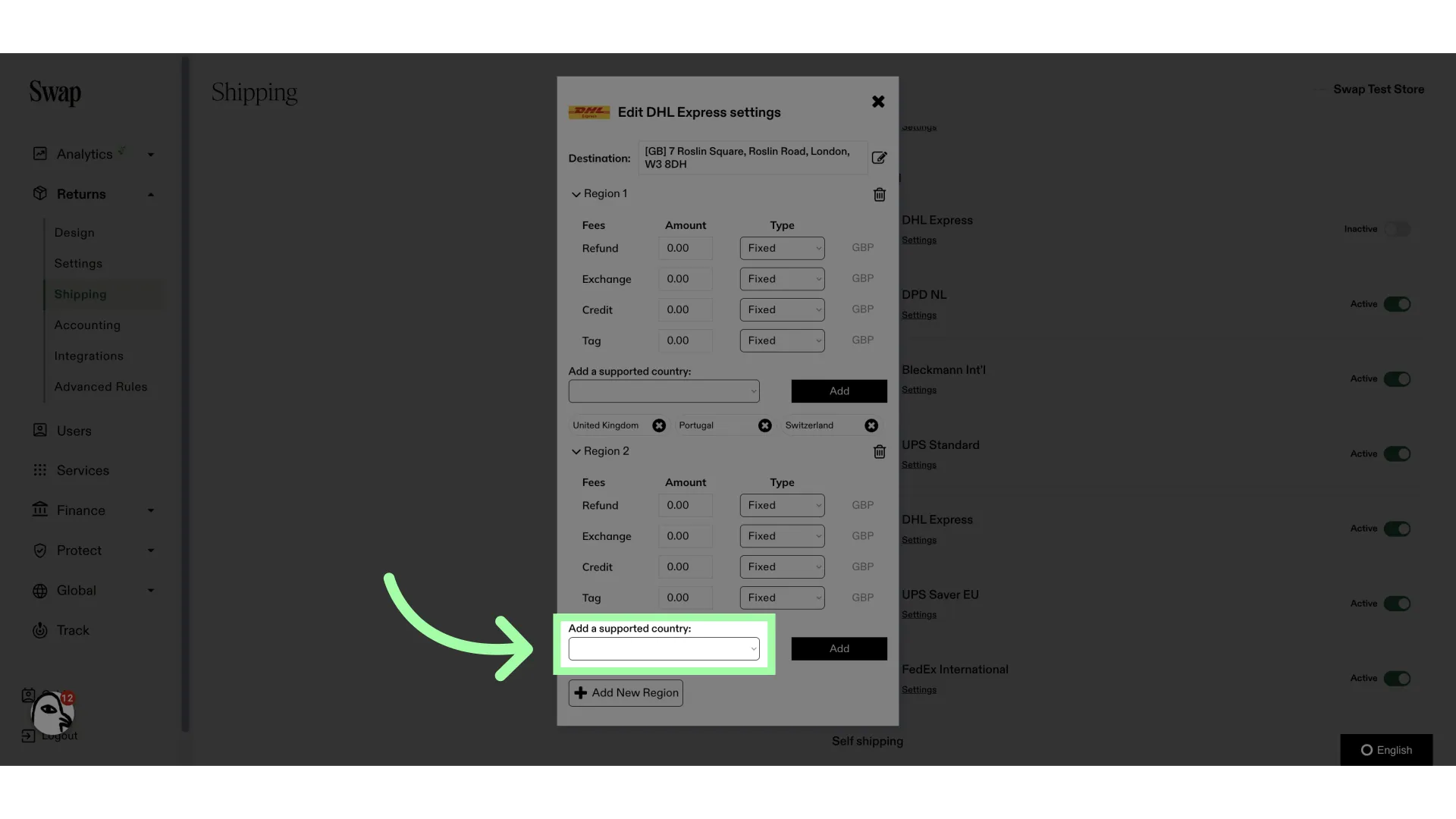 Click here to open the country drop-down menu