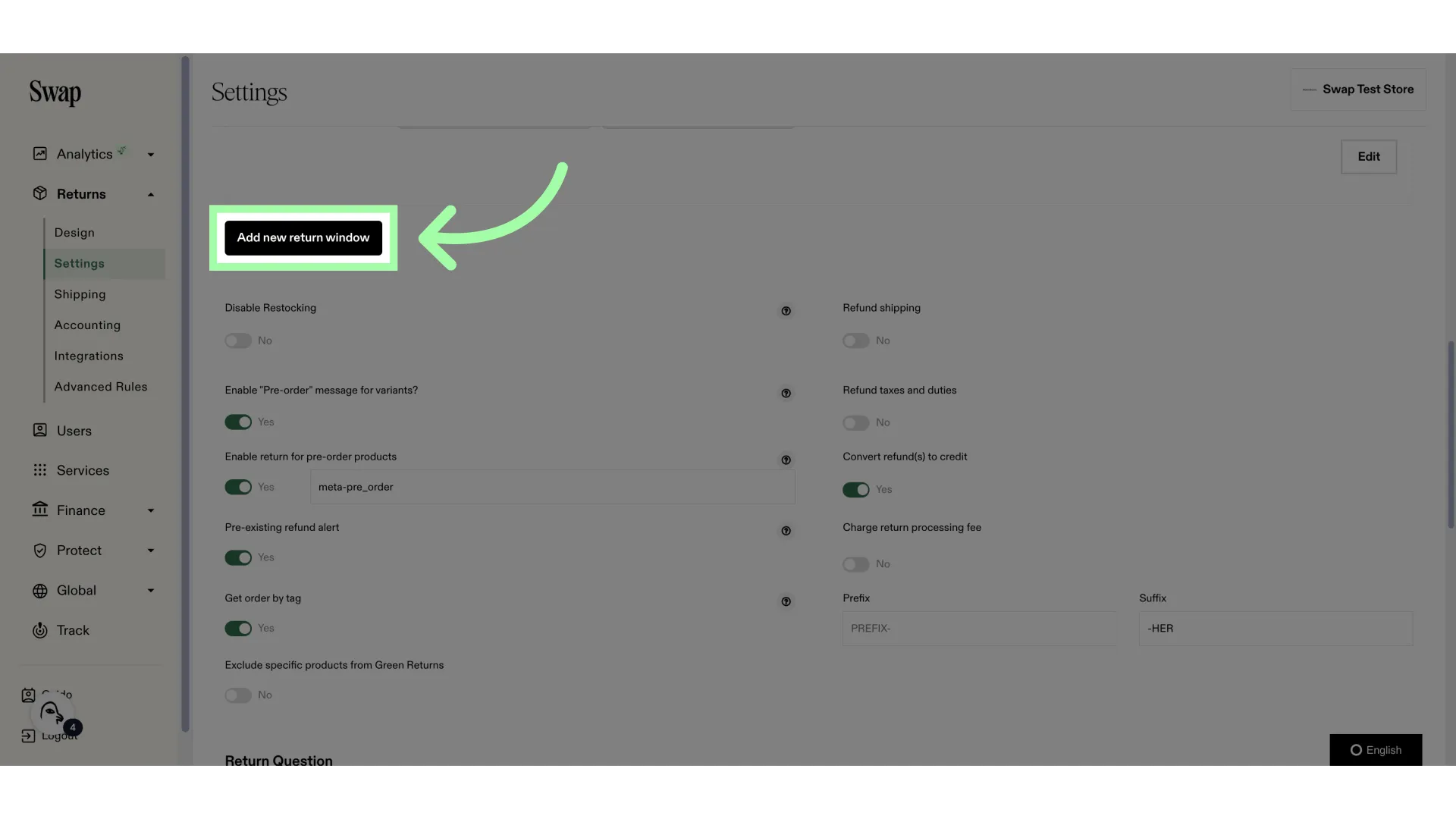 Click 'Add new return window'