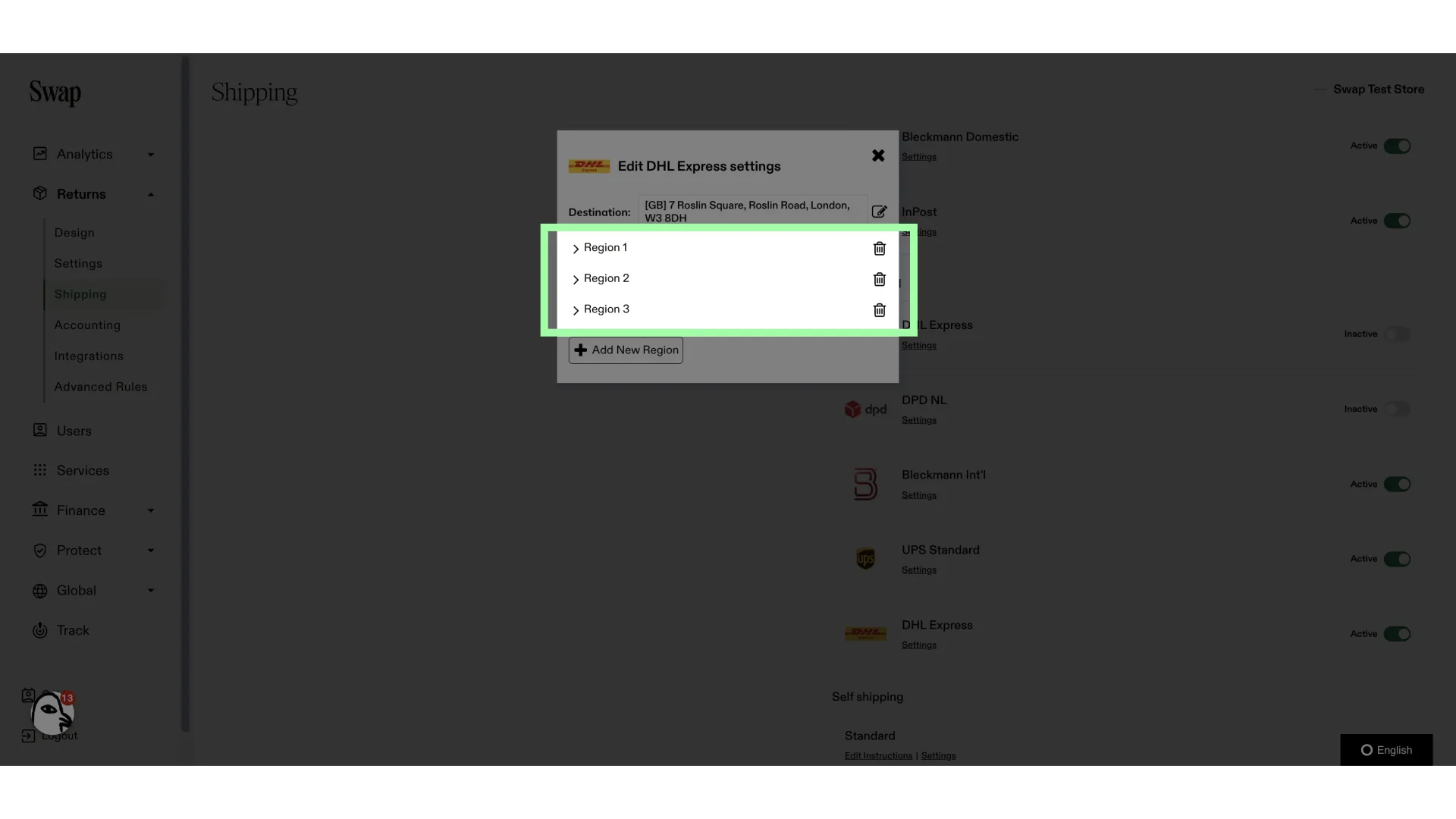 You can set shipping fees per region