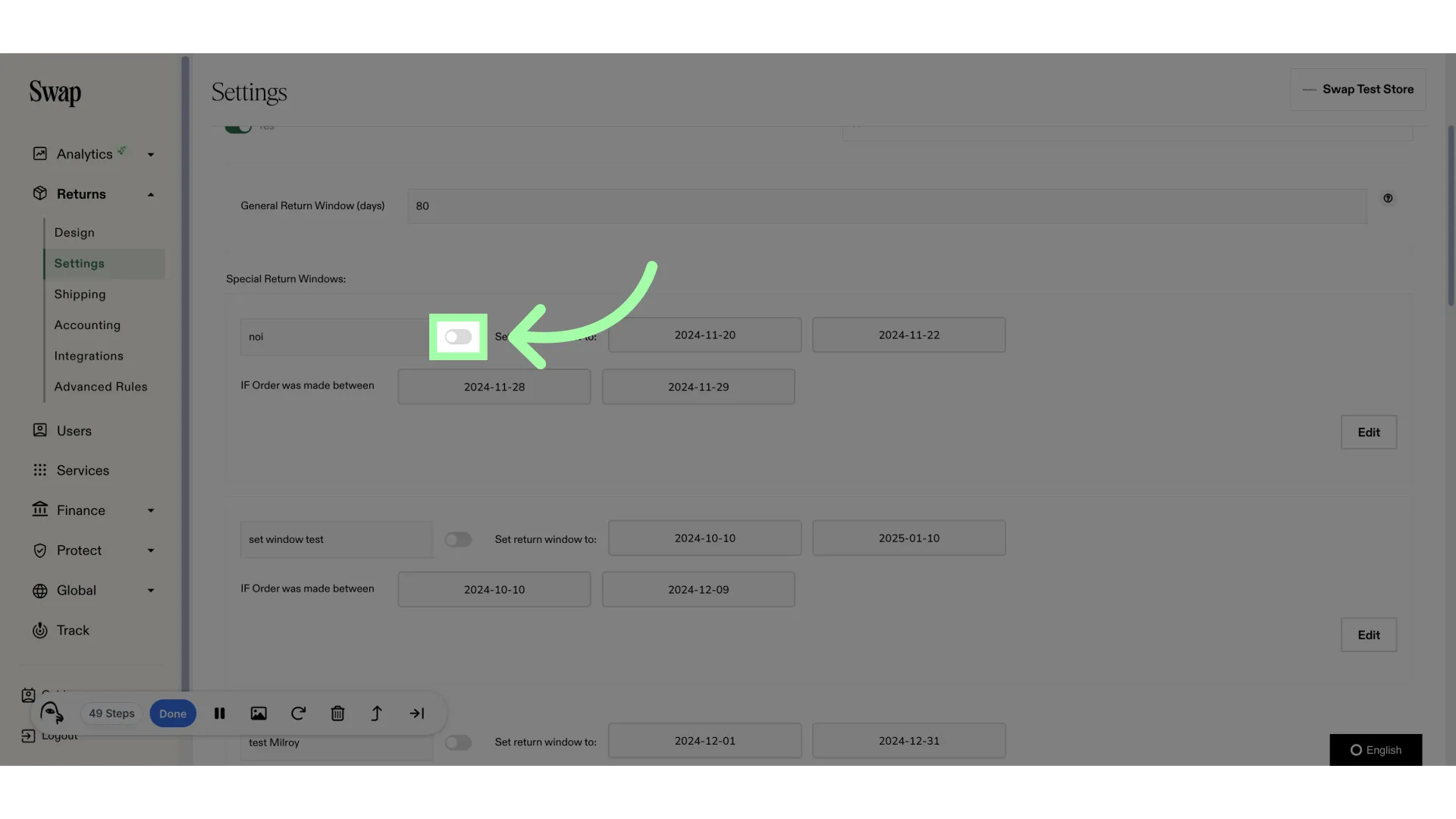 The new custom window will be inactive. Click here to enable it