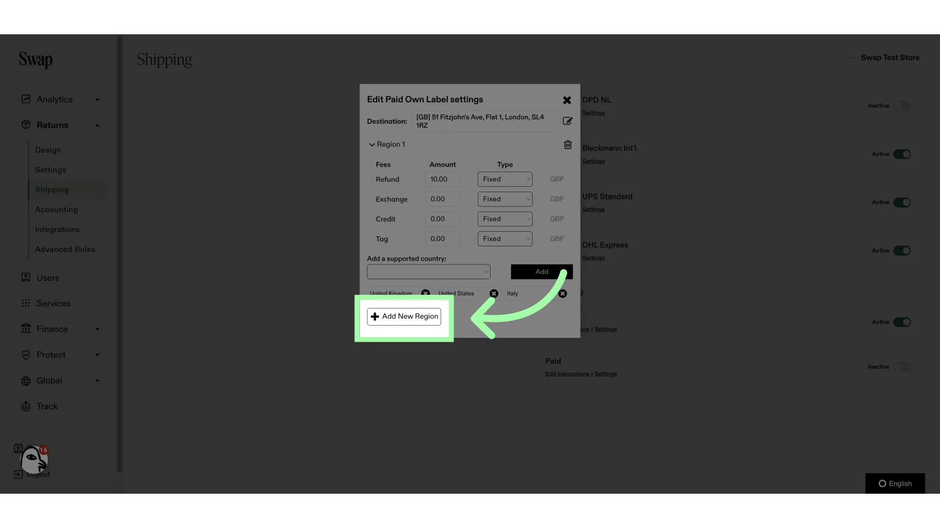 You can add more regions with their own specific rates