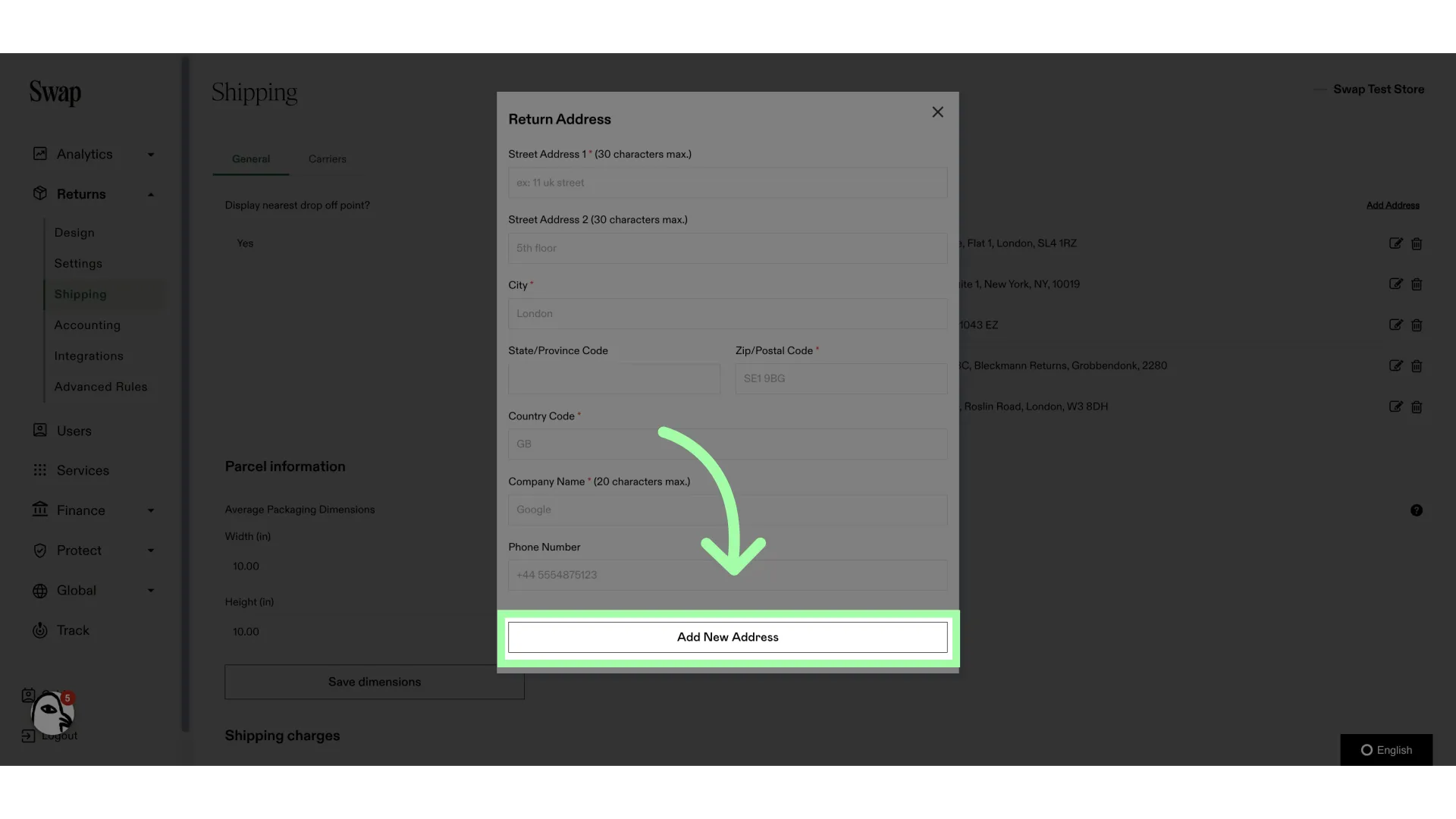 Click here to add the address to your account
