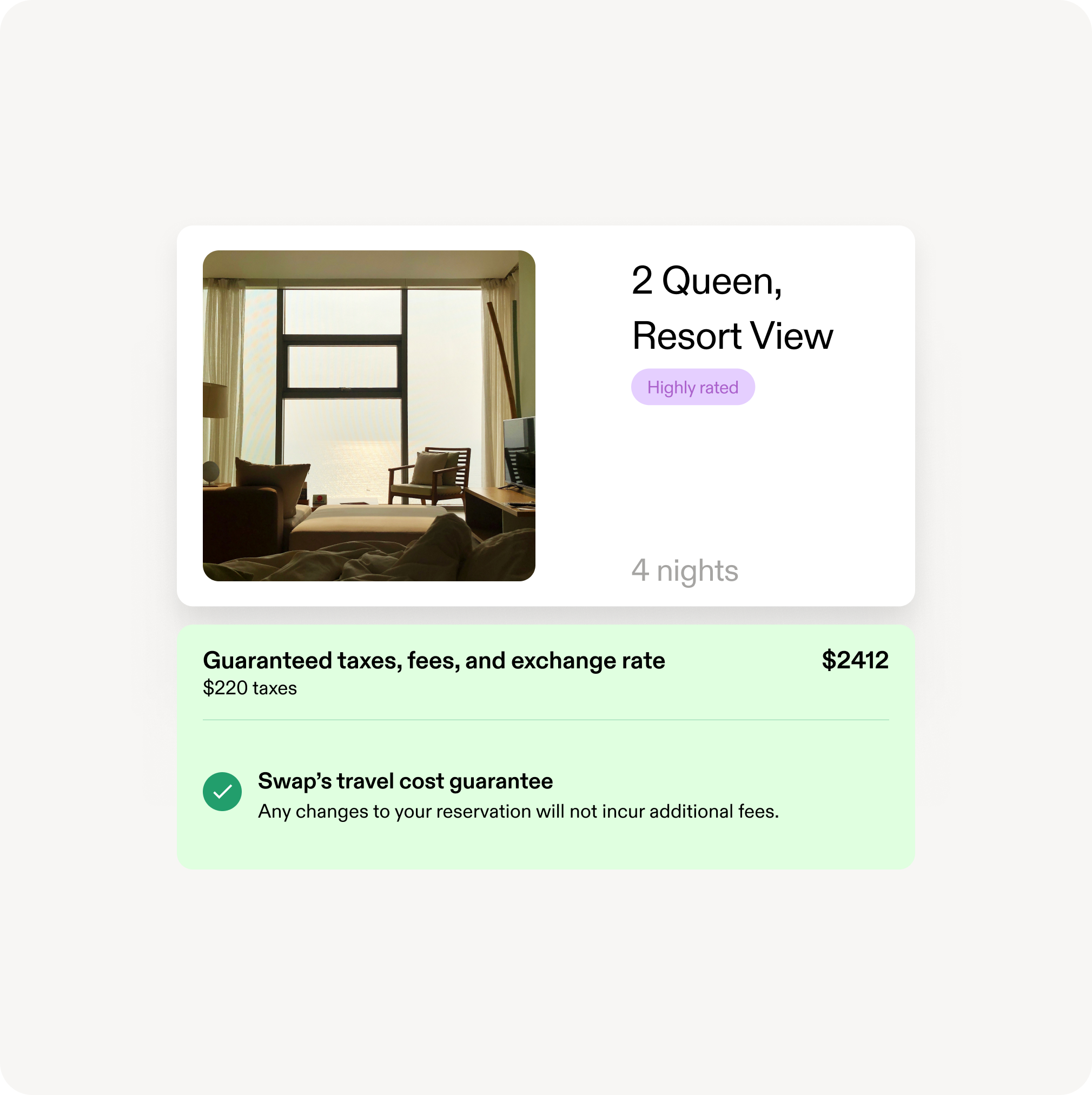 Guaranteed total cost at checkout