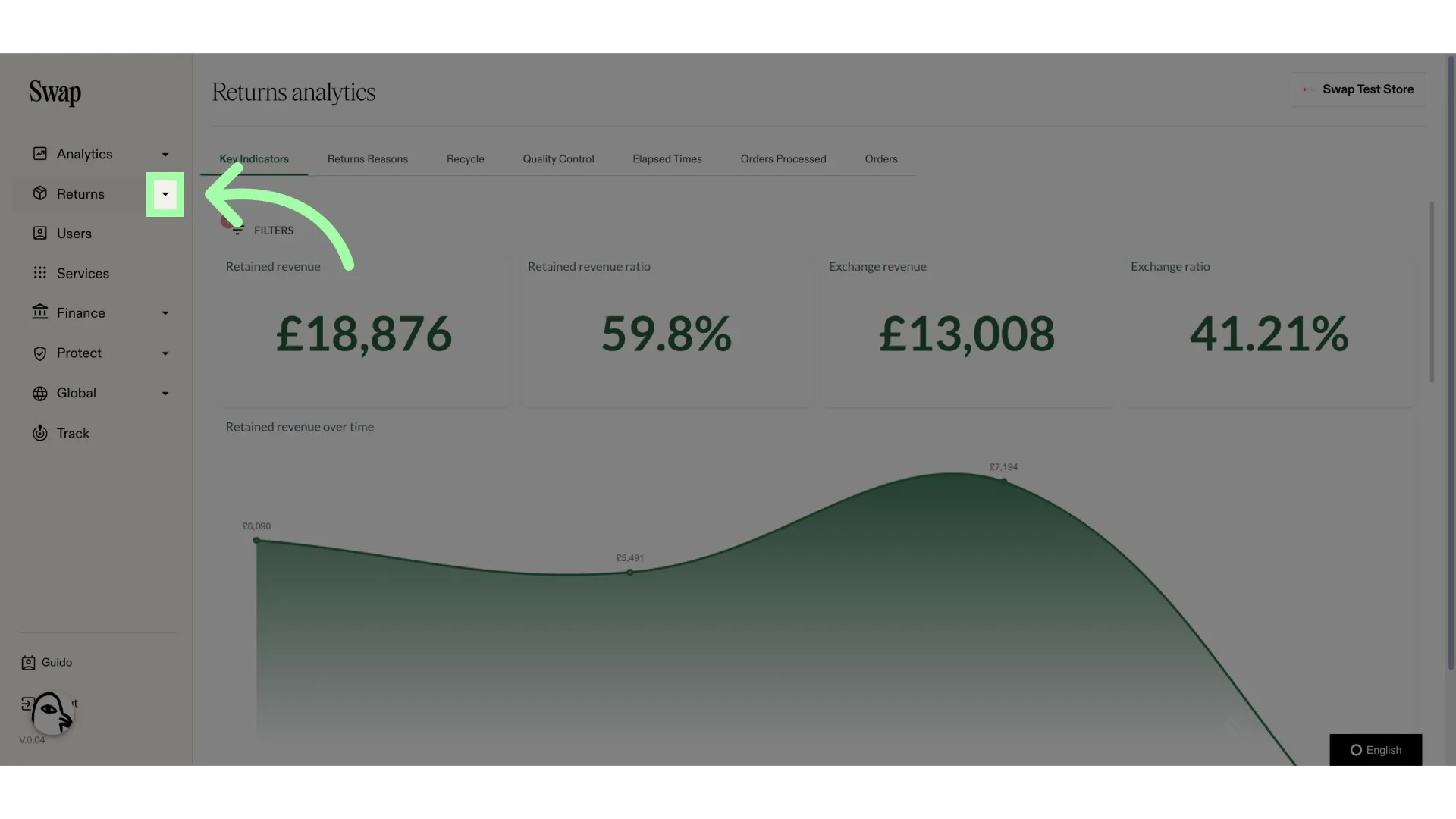 Open the Returns drop-down menu