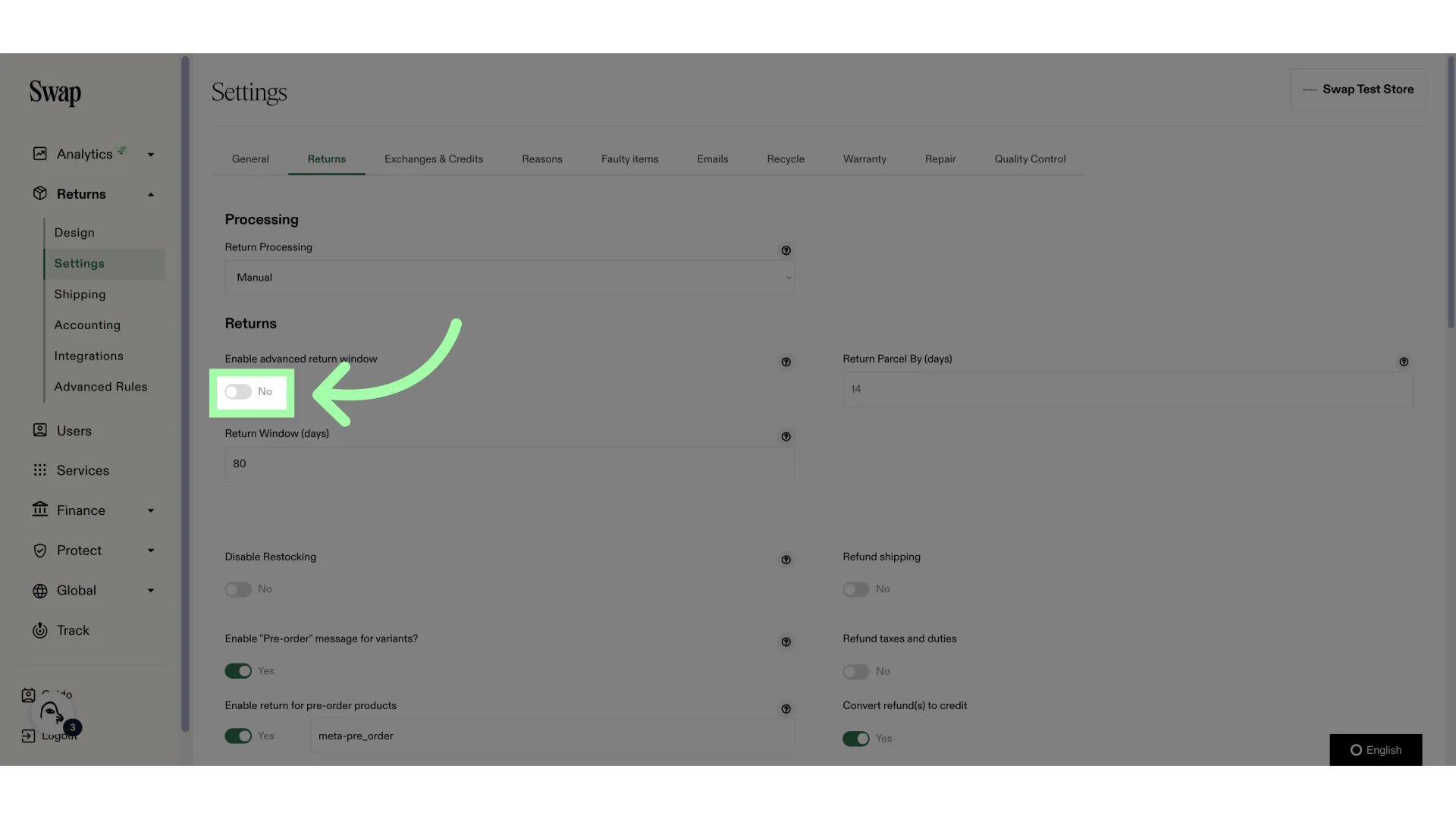 Use this toggle to enable the feature