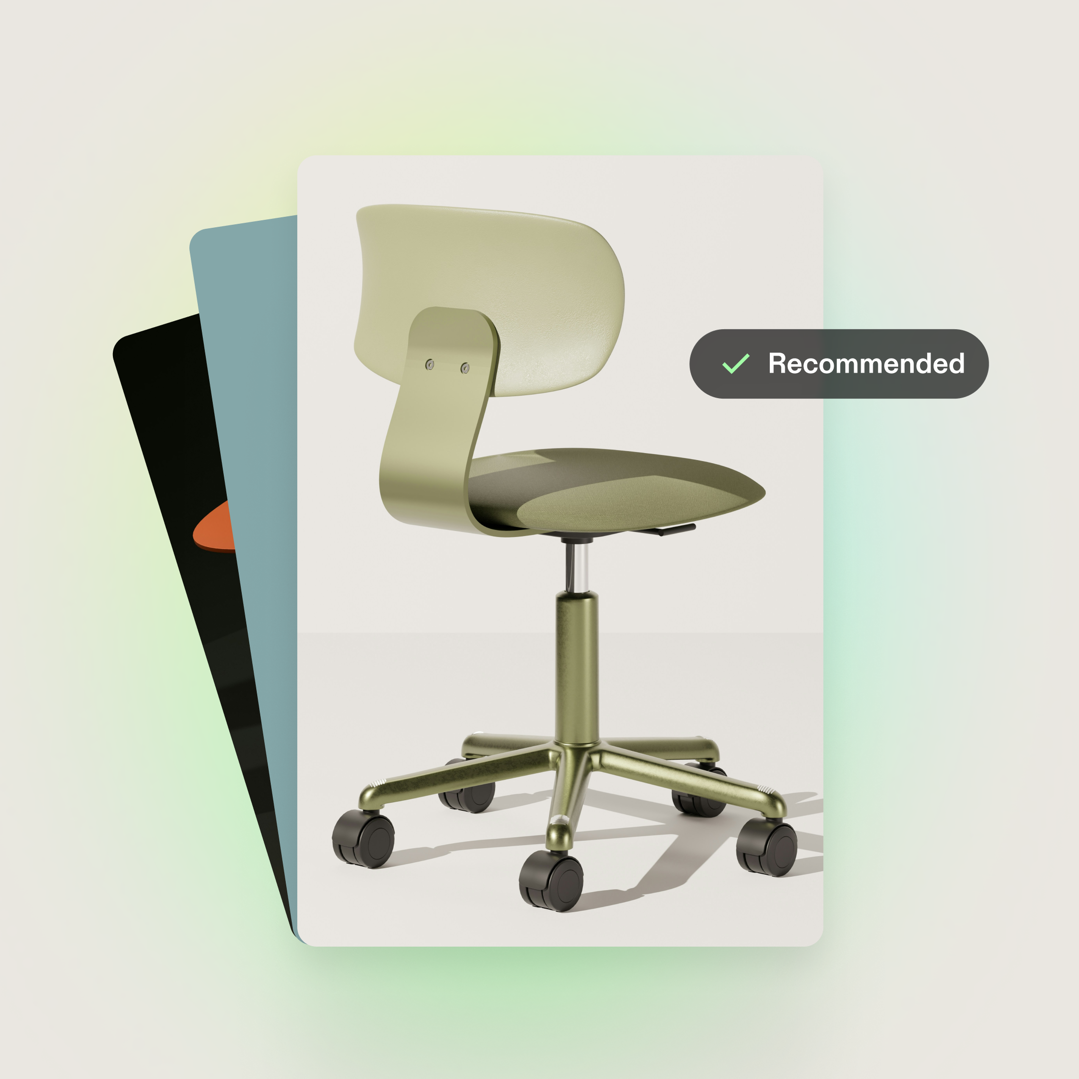 Chair product highlighted with a Recommended label in an AI shopping interface