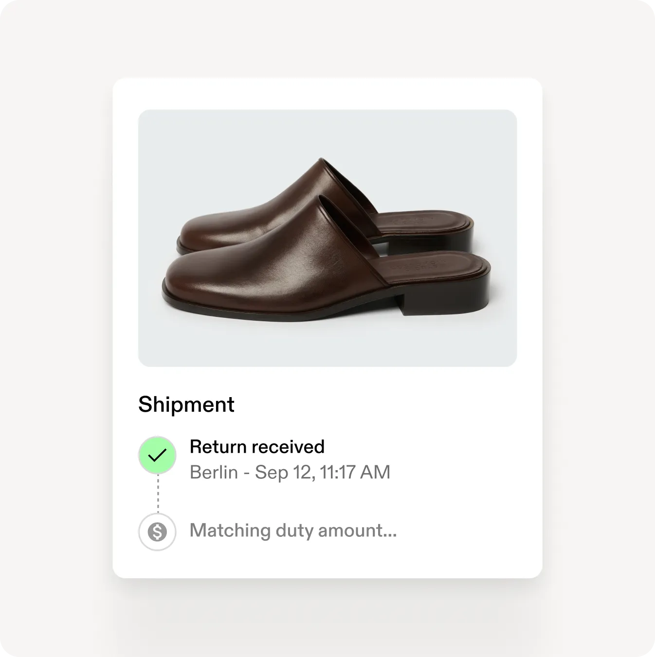 Returned international order matching automatically to its original order record and duty amount in Swap