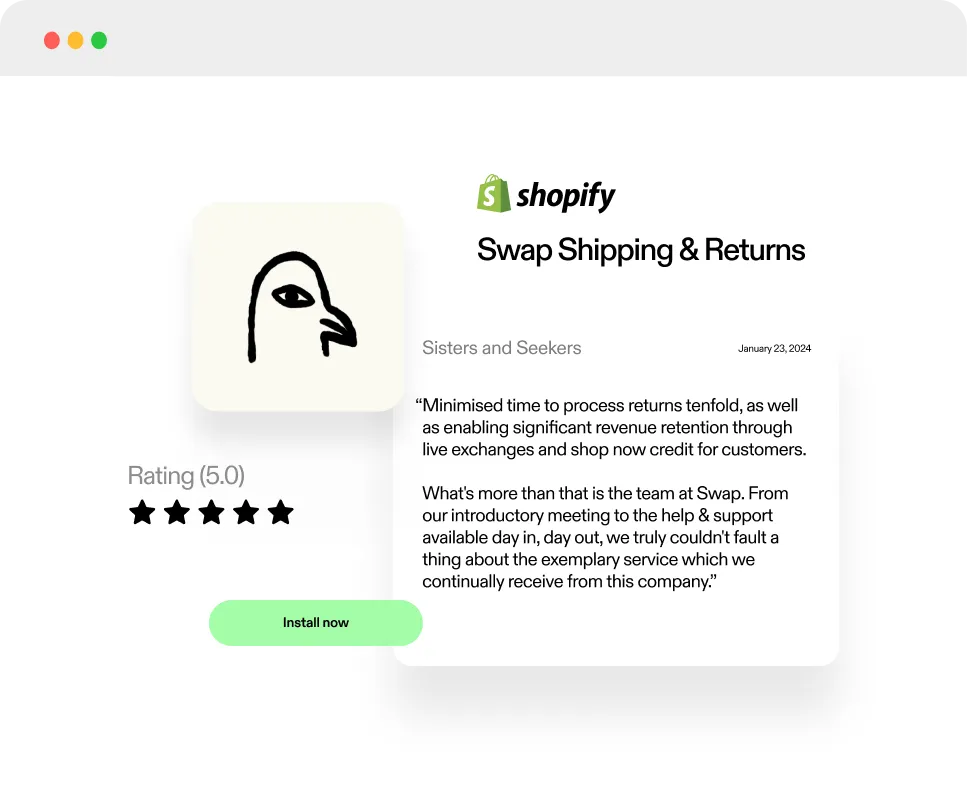 Swap Shipping & Returns is now available in the Shopify app store