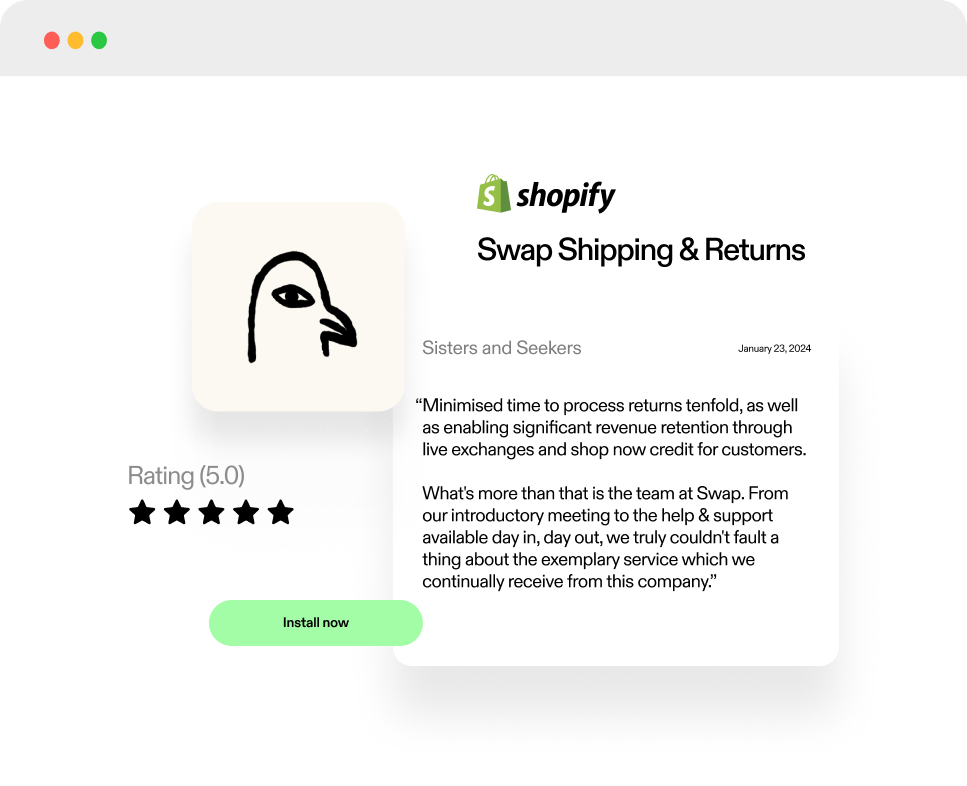 Swap Shipping & Returns is now available in the Shopify app store