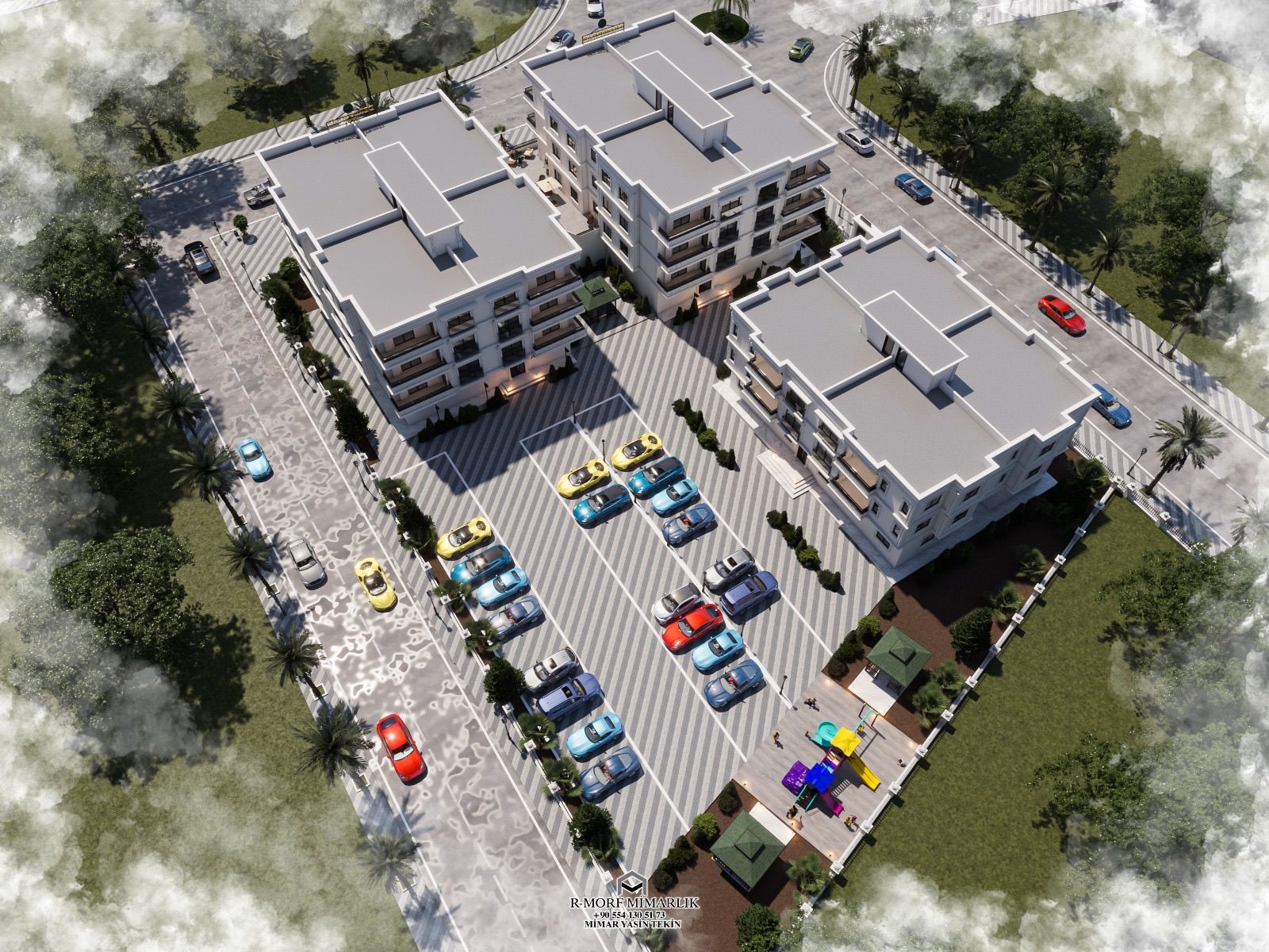 DERİKGOLD CITY yerleşiminin üst açıdan mimari görselleştirmesi