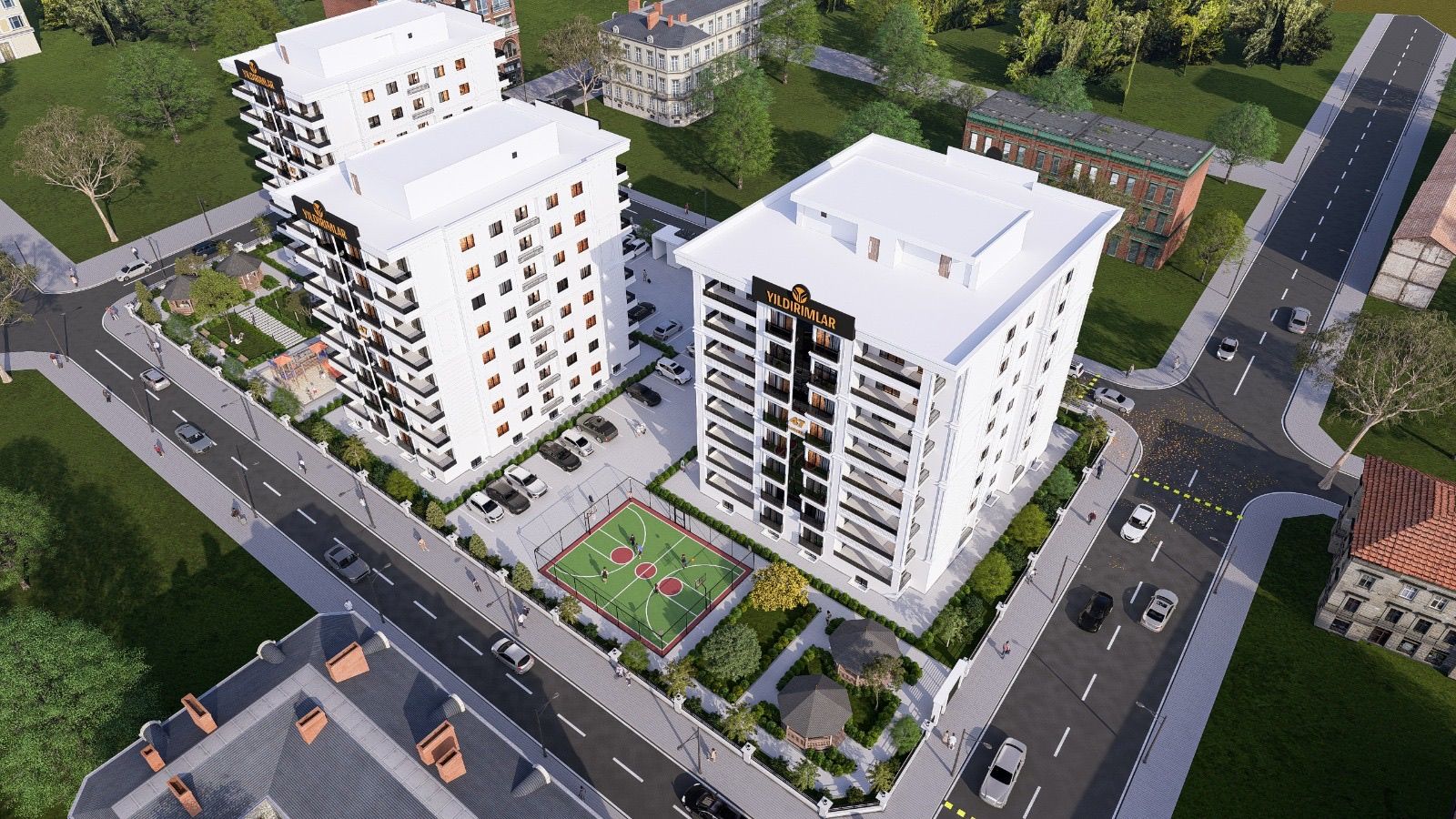 LUXERA 47 bloklarının alternatif üst açıdan mimari görselleştirmesi