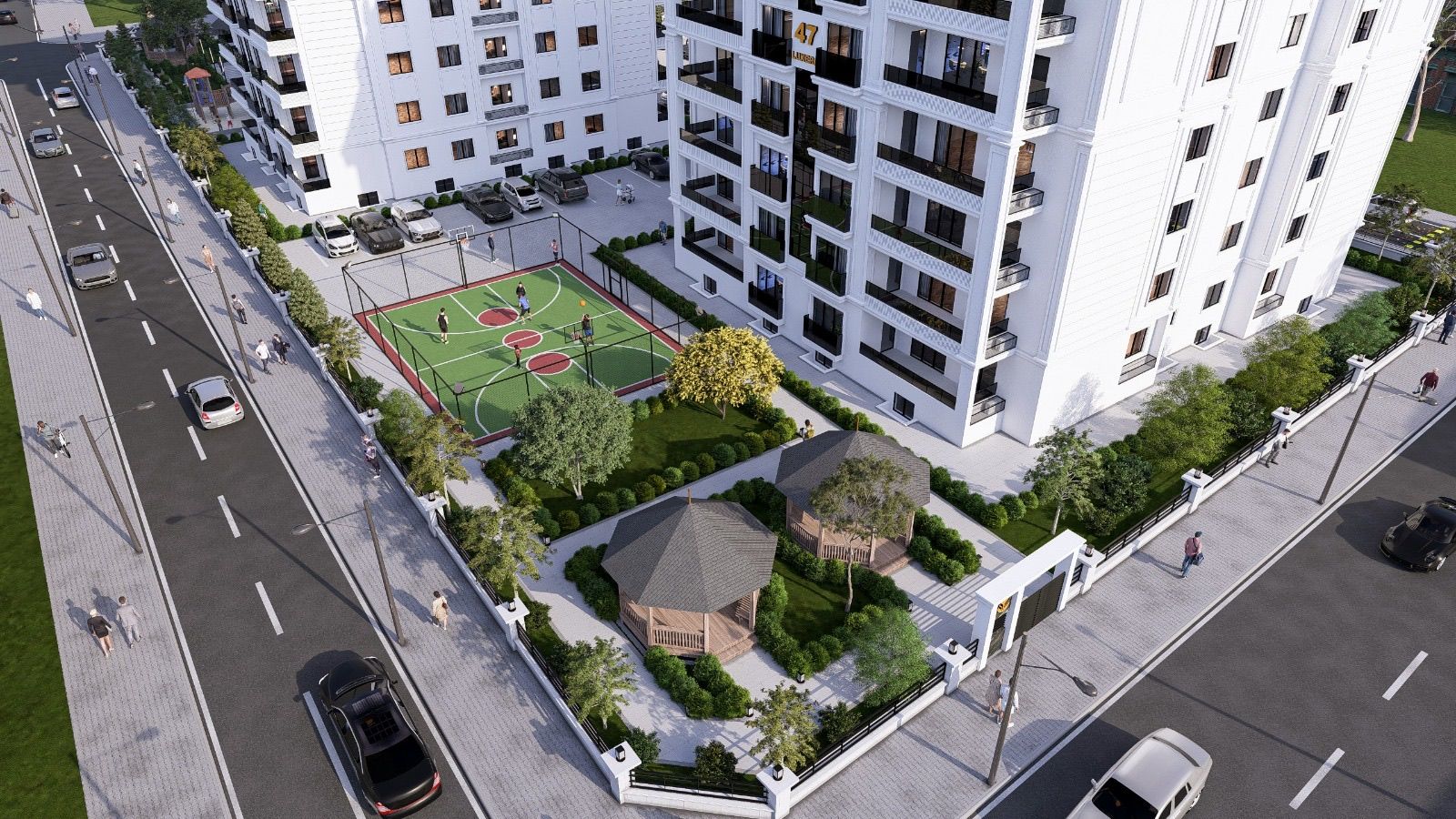LUXERA 47 avlusunun mimari görselleştirmesi