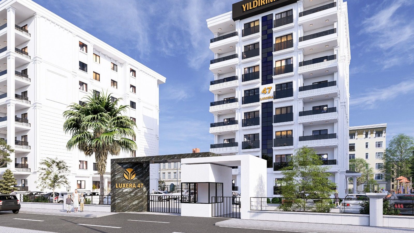 LUXERA 47 giriş ve bloklarının mimari görselleştirmesi