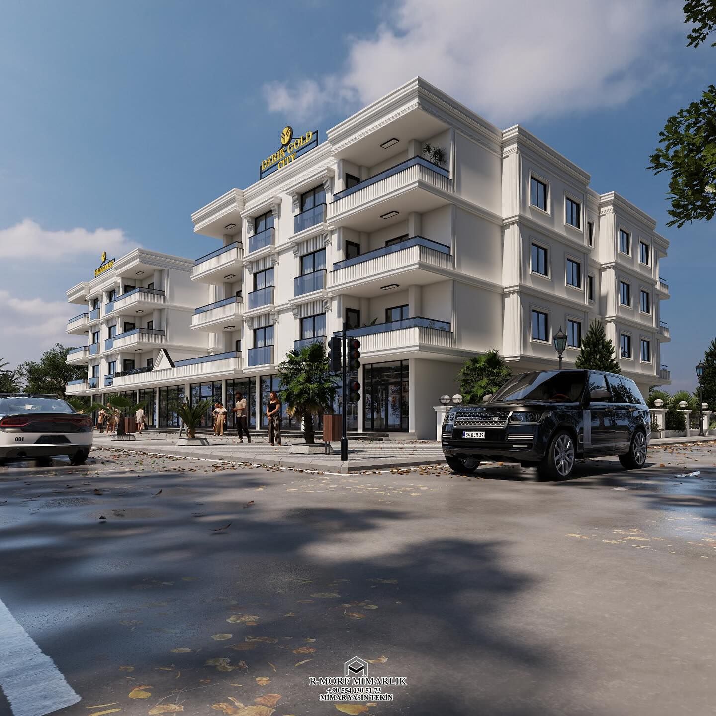 DERİKGOLD CITY cadde cephesinden mimari görselleştirme