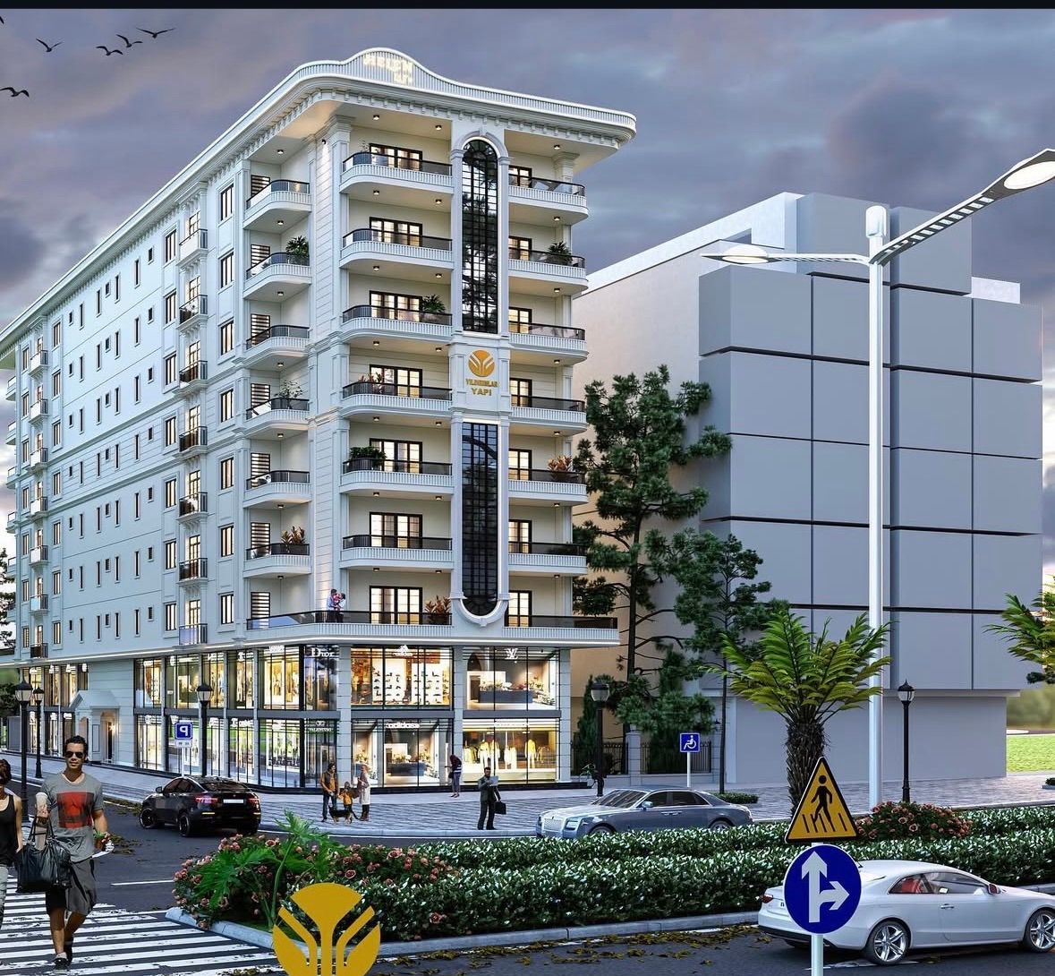 HELEN life yapısının cadde cephesinden mimari görselleştirmesi