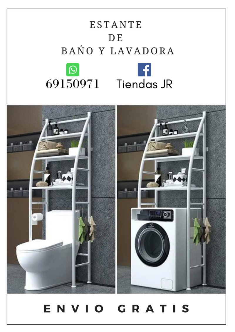 Estante de baño y lavadora 
