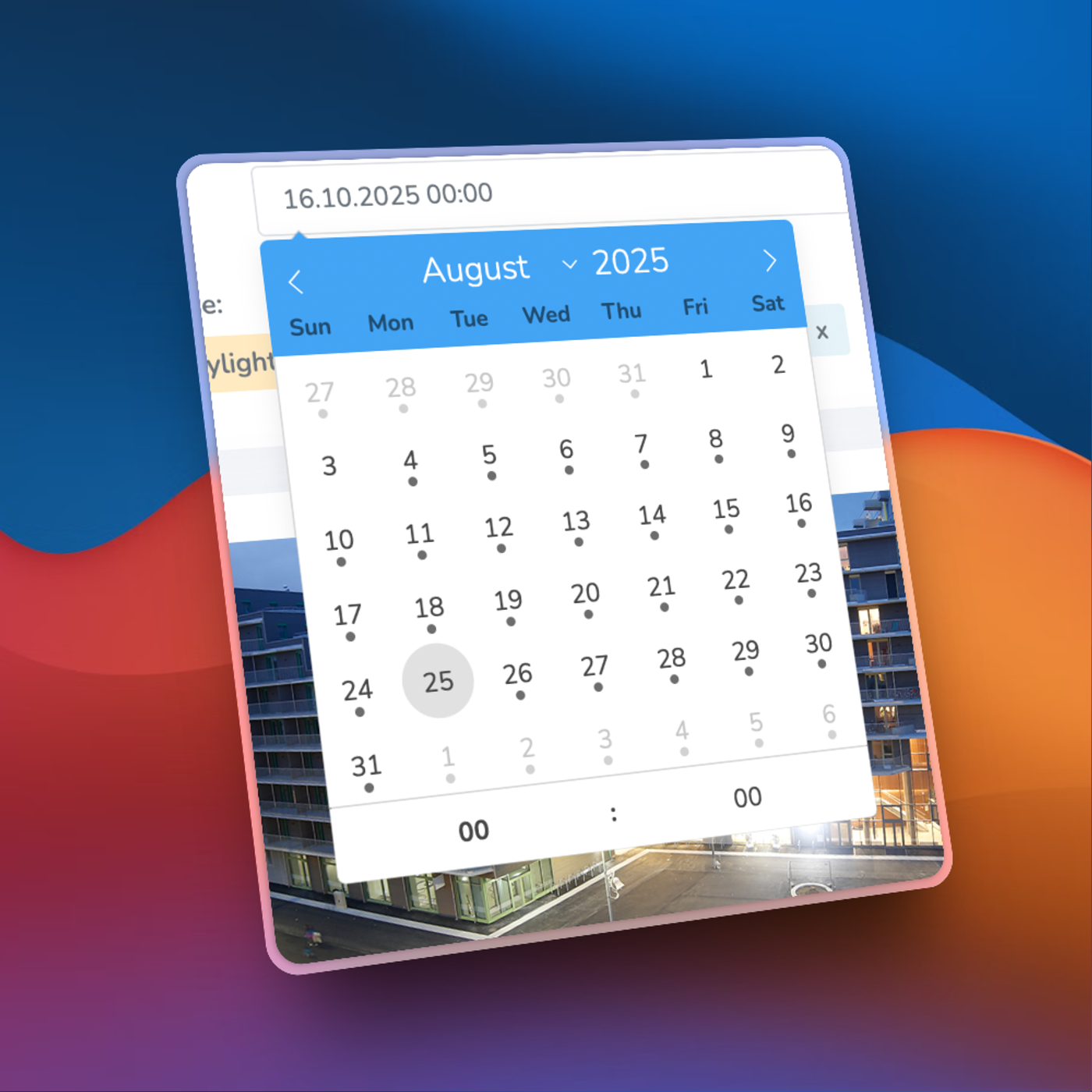 screenshot of new improved calendar
