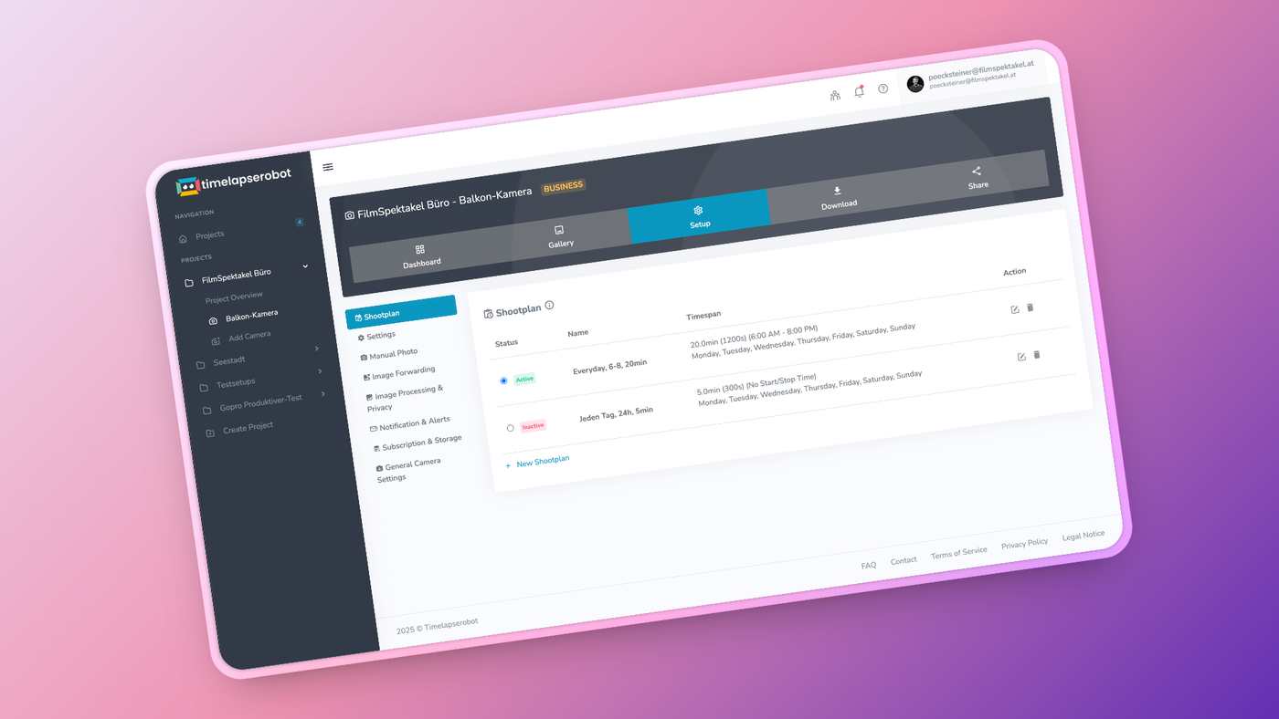View of the new Setup Tab