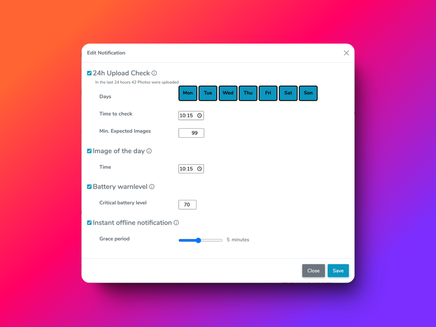 Pop up for email notifications