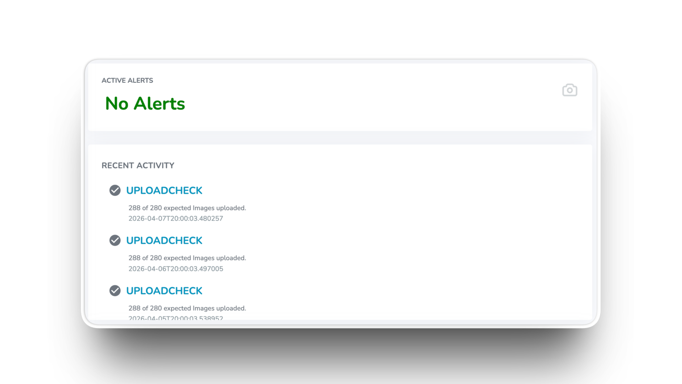 alert dashboard of TimelapseRobot