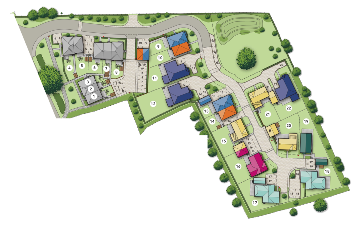 The Gallops site plan showing plots 1 to 22