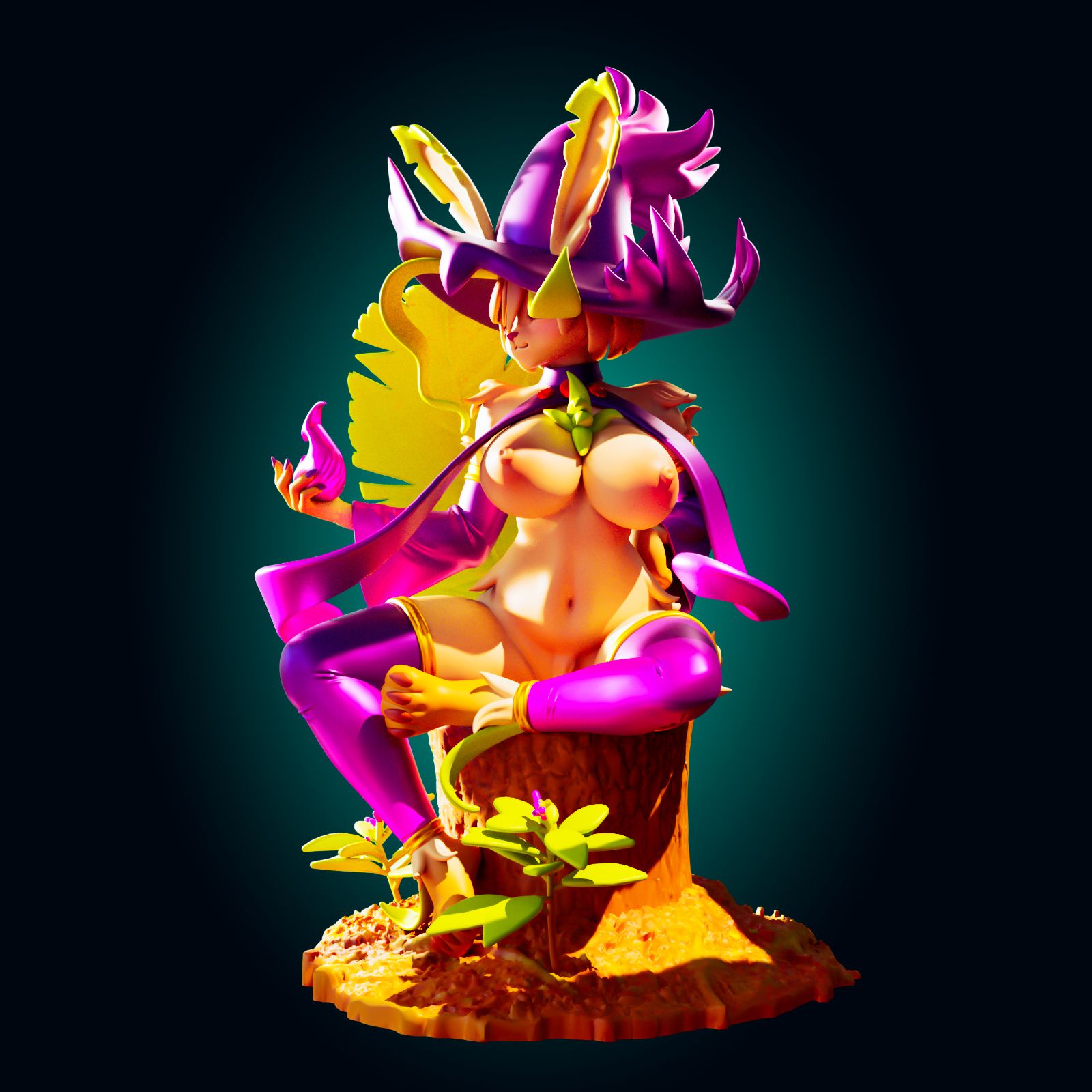 Leafeon X Mismagius Statue | Pokémon Fan Art by Officer Rhu SFW,NSFW,Futa 3d printed,Leafeon X Mismagius statue,futa statue,pokemon statue,furry statue,nsfw statue