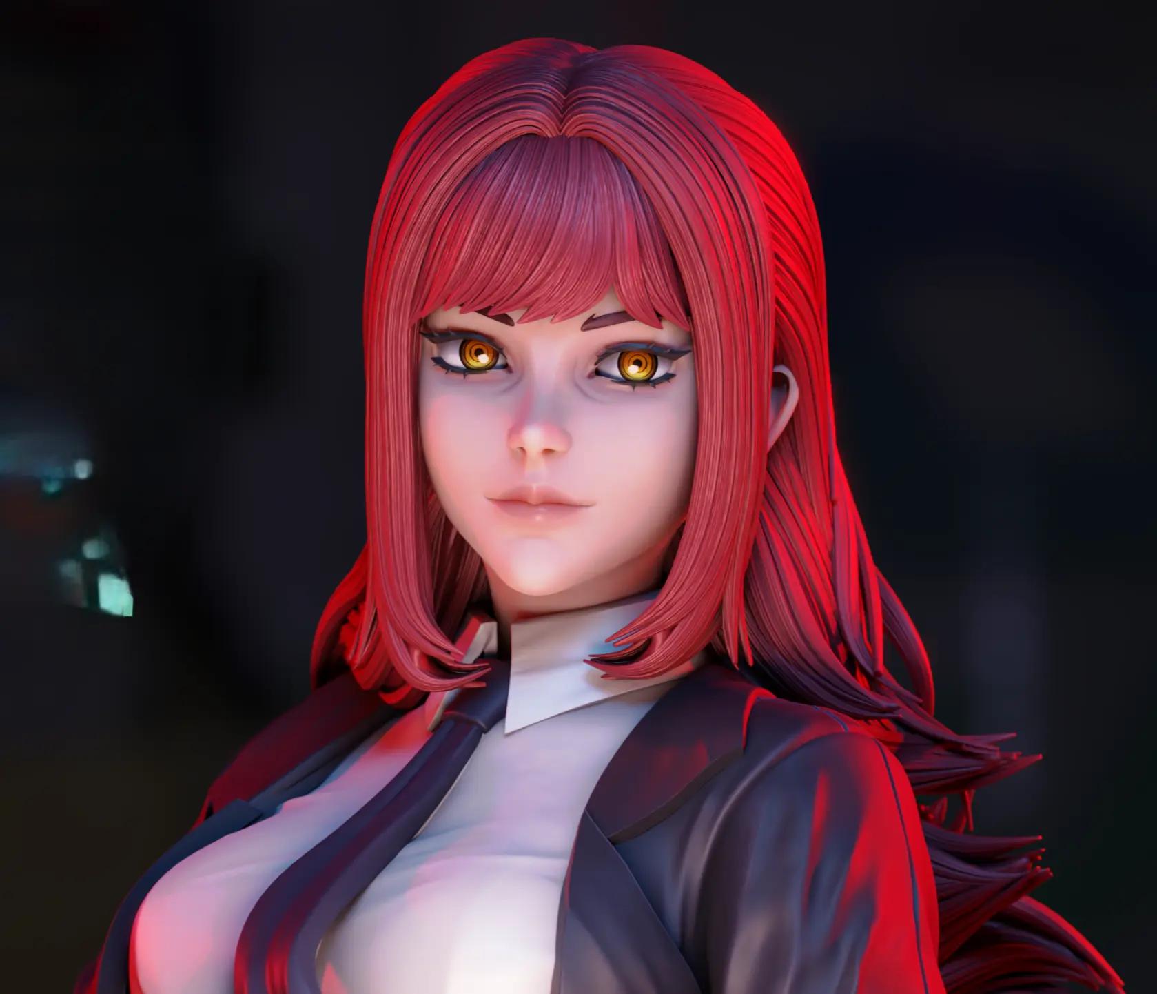 Makima Statue | Chainsaw Man Fan Art by 3Dmoonn SFW,NSFW 3d printed,3d printed statue,Makima Statue,Chainsaw Man statue,nsfw statue