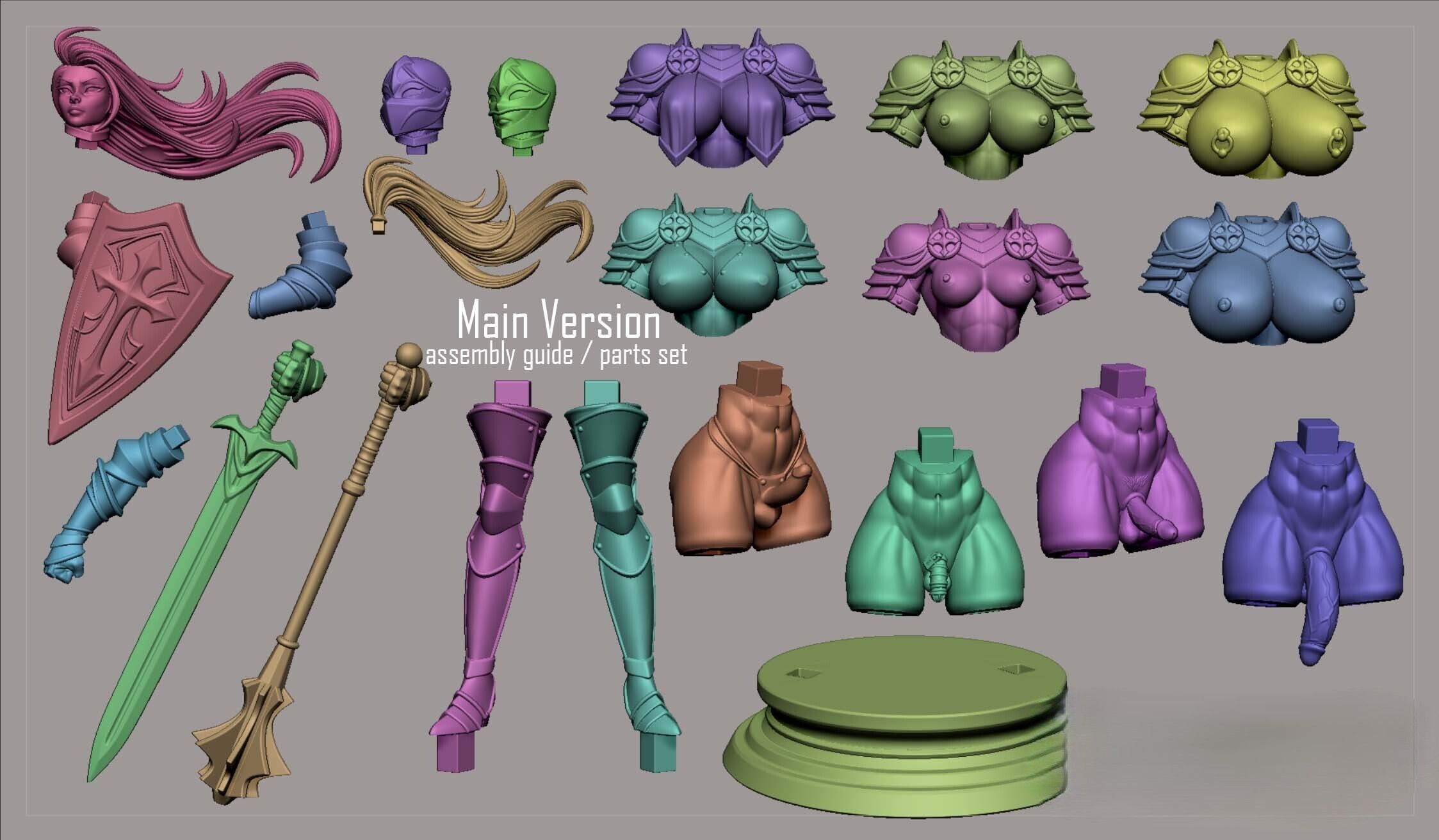 Knight Girl Statue | DnD Fan Art by Digital Dark Futa 3d printed statue,3d printed,nsfw statue,futa statue,3d printed figure,Knight Girl Statue ,dnd statue 