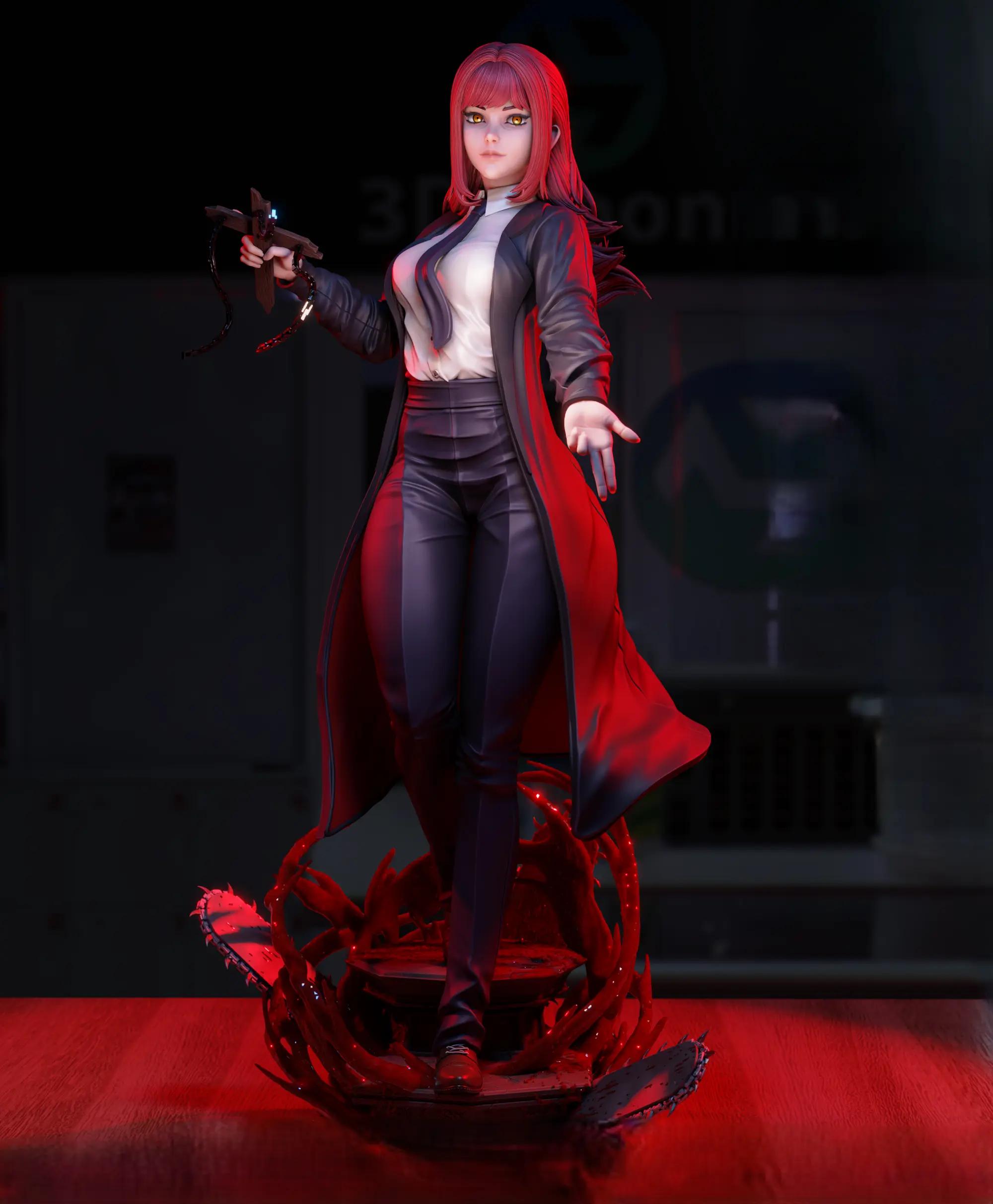 Makima Statue | Chainsaw Man Fan Art by 3Dmoonn SFW,NSFW 3d printed,3d printed statue,Makima Statue,Chainsaw Man statue,nsfw statue