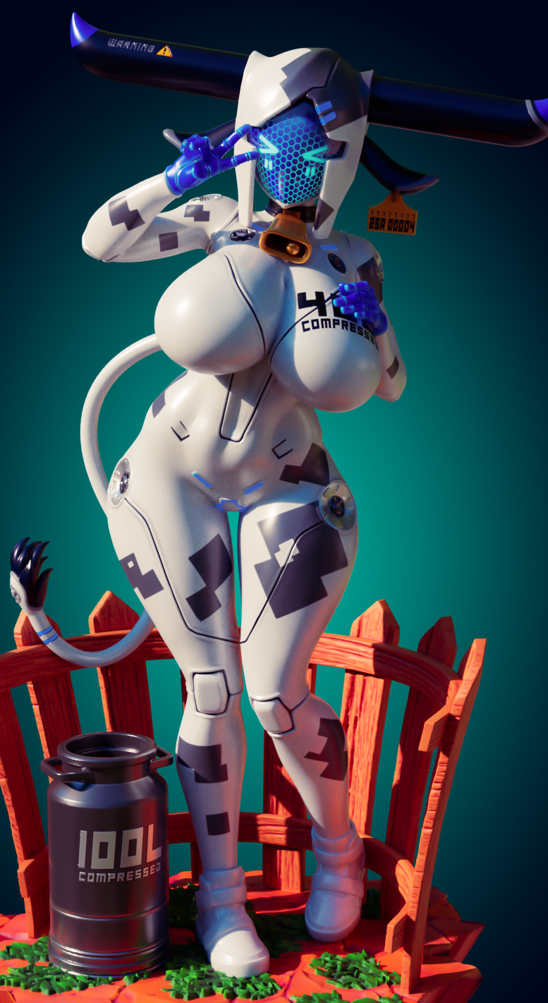 Estatua Cowbot Mecha Girl Furry | Monster Girl Fan art por Officer Rhu SFW,NSFW 3d printed statue,3d printed,3d printed figure,Cowbot Mecha Girl Statue,Monster Girl Statue,nsfw statue,furry statue
