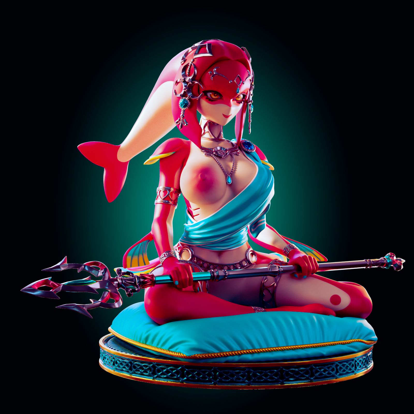 Mipha Aqua Statue | The Legend of Zelda Fan Art by Officer Rhu SFW,NSFW,Futa 3d printed,Mipha Aqua statue,The Legend of Zelda statue,3d printed figure,nsfw statue,futa statue