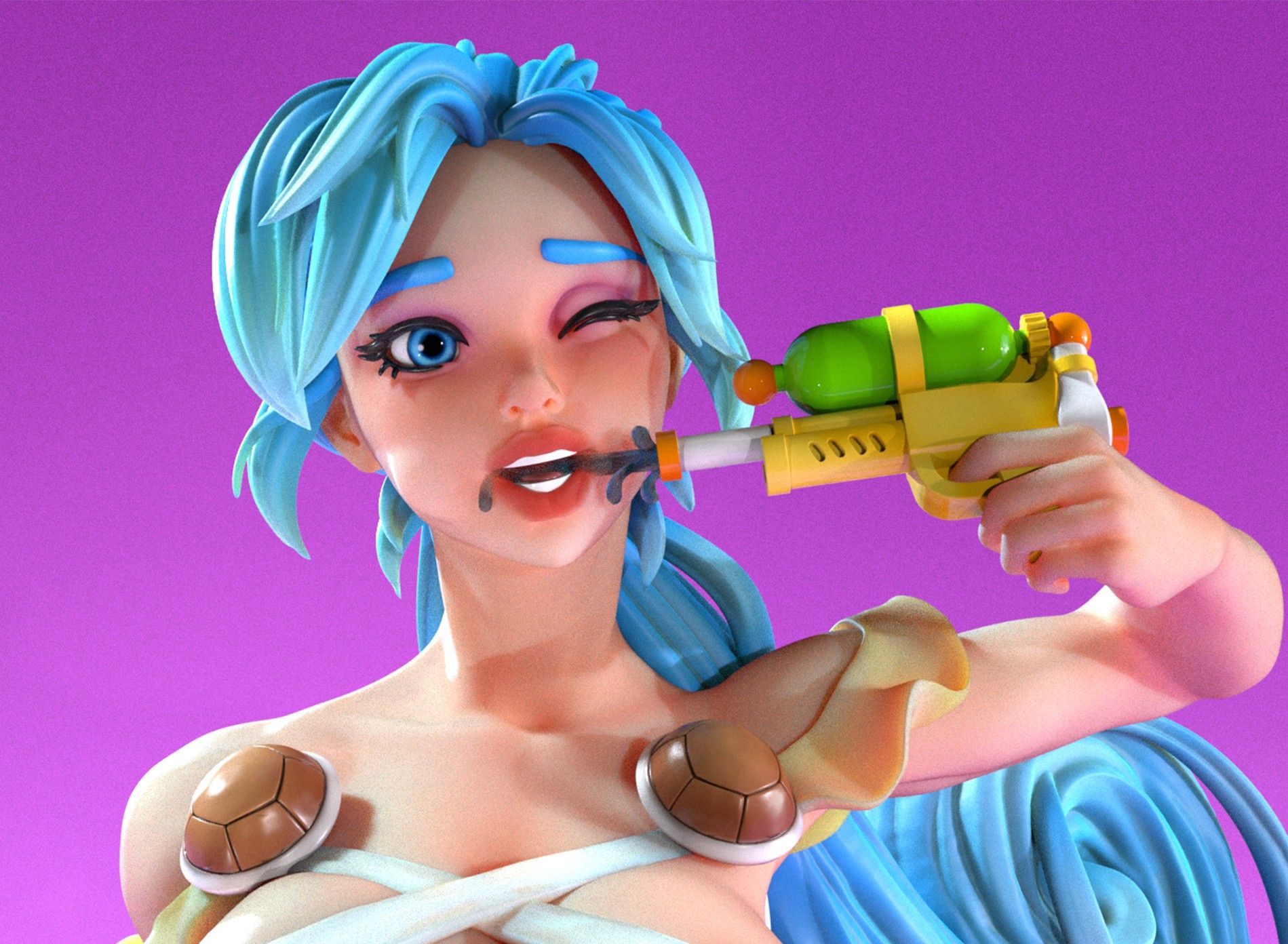 Waifumon Squirtle Statue | Pokémon Fan Art by SiryllArt SFW,NSFW 3d printed statue,3d printed,nsfw statue,cosplay pokemon statue,Waifumon Squirtle Statue,Pokemon Statue