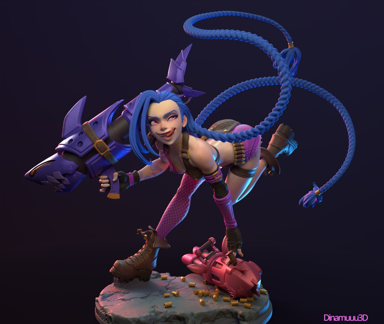 Jinx Statue | Arcane Fan Art by Dinamuuu3d SFW 3d printed statue,3d printed,Jinx Statue ,3d printed figure,Arcane,league of legends