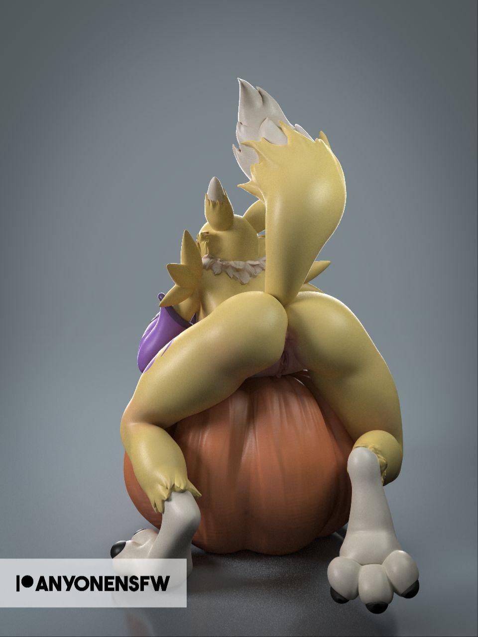 Renamon In The Pumpkin Statue | Digimon Fan Art by Anyonensfw SFW,NSFW 3d printed statue,3d printed,nsfw statue,3d printed figure,furry statue,Renamon Statue,Digimon
