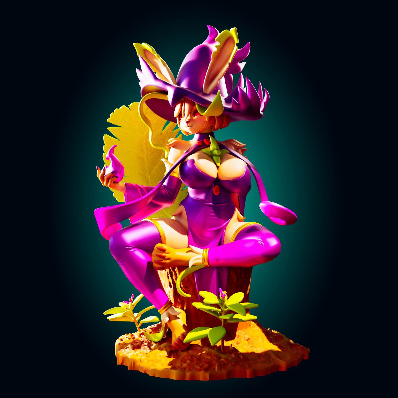 Leafeon X Mismagius Statue | Pokémon Fan Art by Officer Rhu SFW,NSFW,Futa 3d printed,Leafeon X Mismagius statue,futa statue,pokemon statue,furry statue,nsfw statue