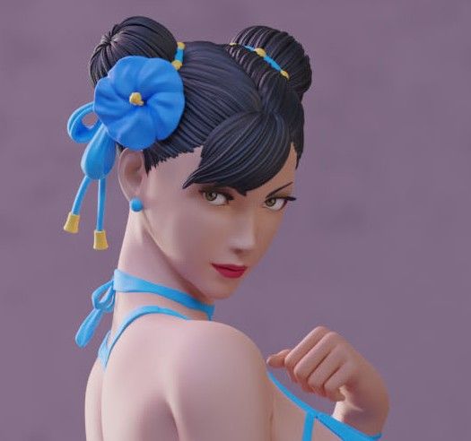 Chun-Li Bikini Statue | Street Fighter Fan Art by Abe3D SFW 3d printed statue,chun-li ,street fighter,3d printed figure,3d printed